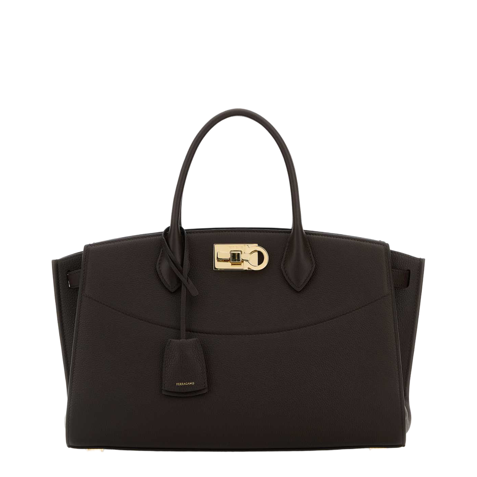 Dark Brown Leather Large Studio Soft Handbag