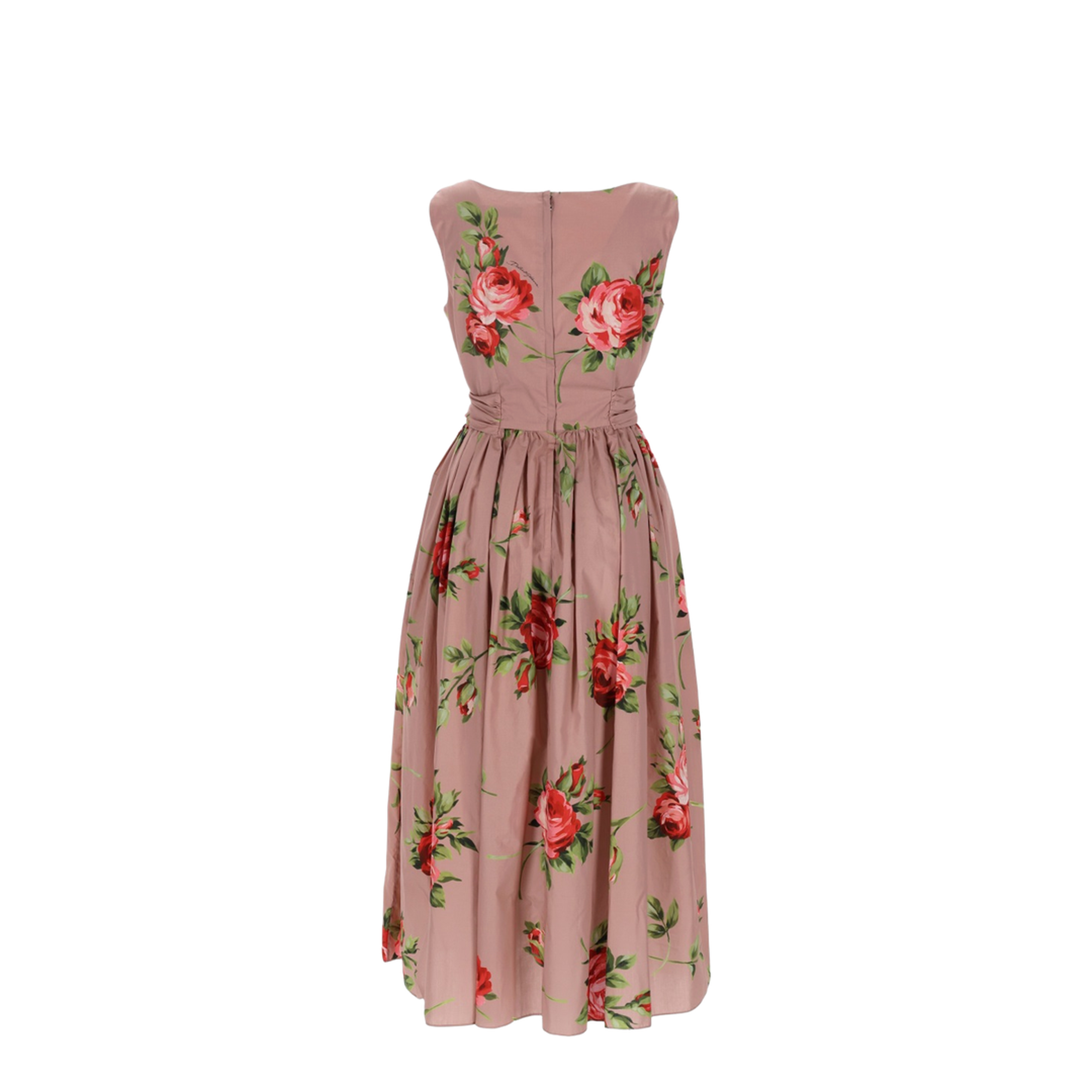 Rose Bouquet-Print Cotton Dress