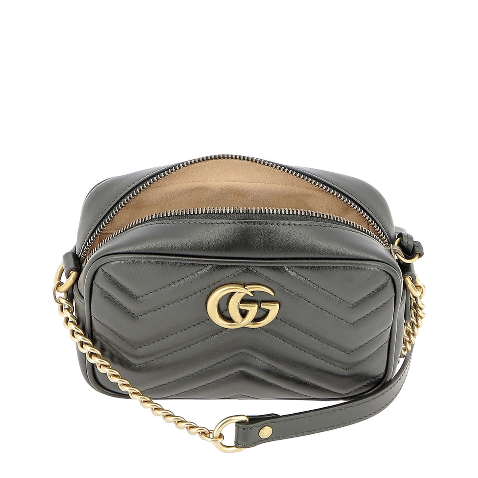 GG Marmont Small Leather Shoulder Bag - Black