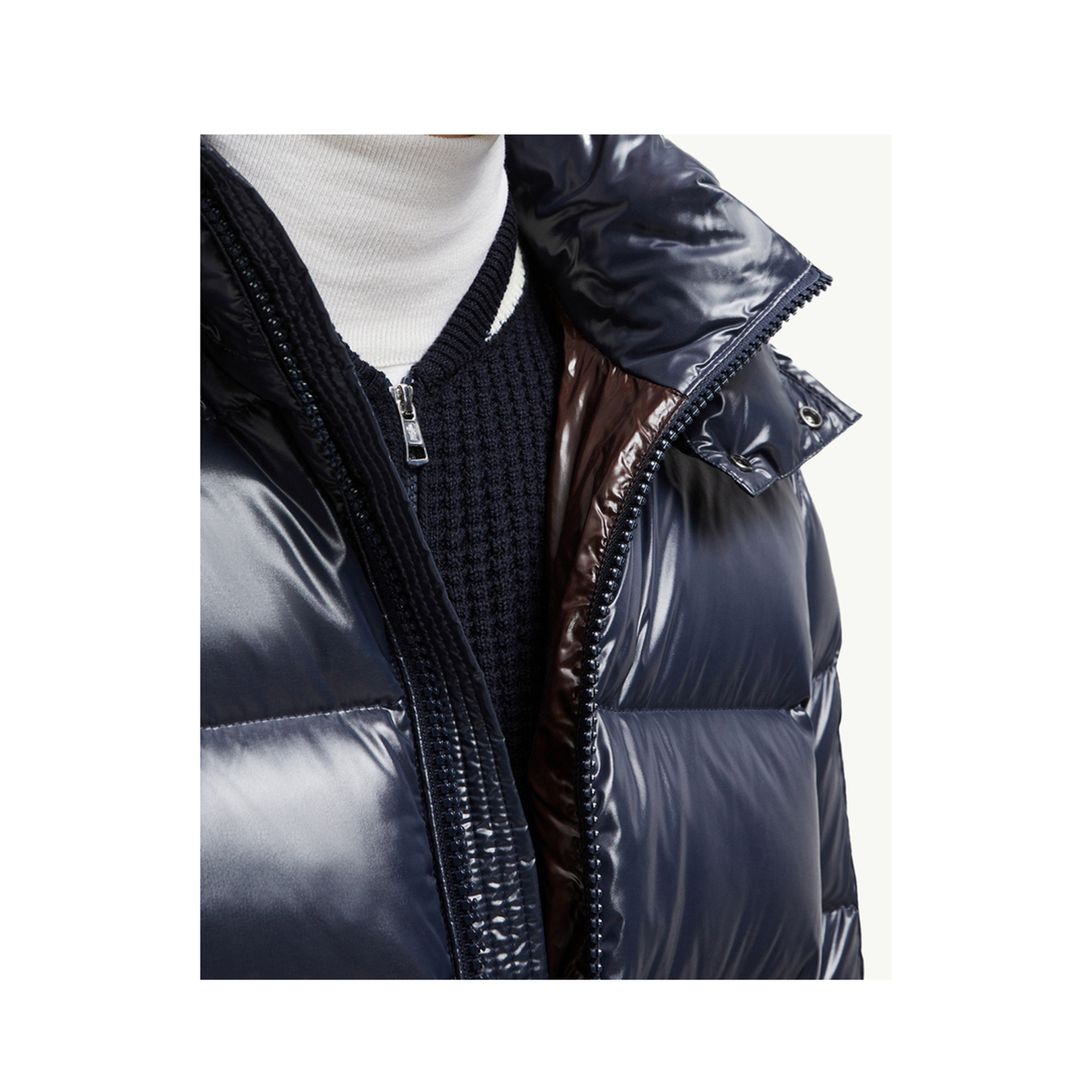 Navy Blue Maya Hooded Short Down Jacket