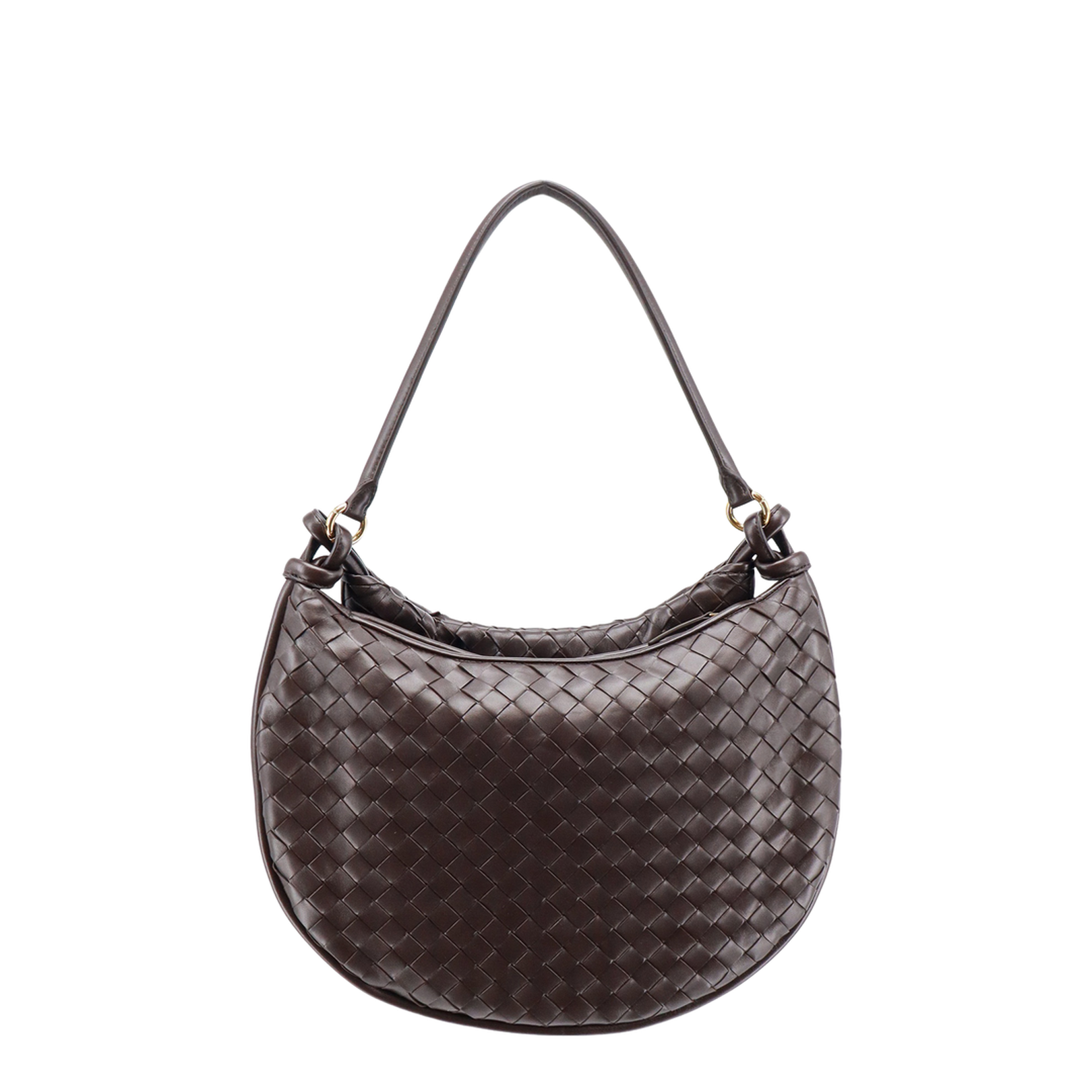 Intrecciato Large Leather Shoulder Bags - Brown