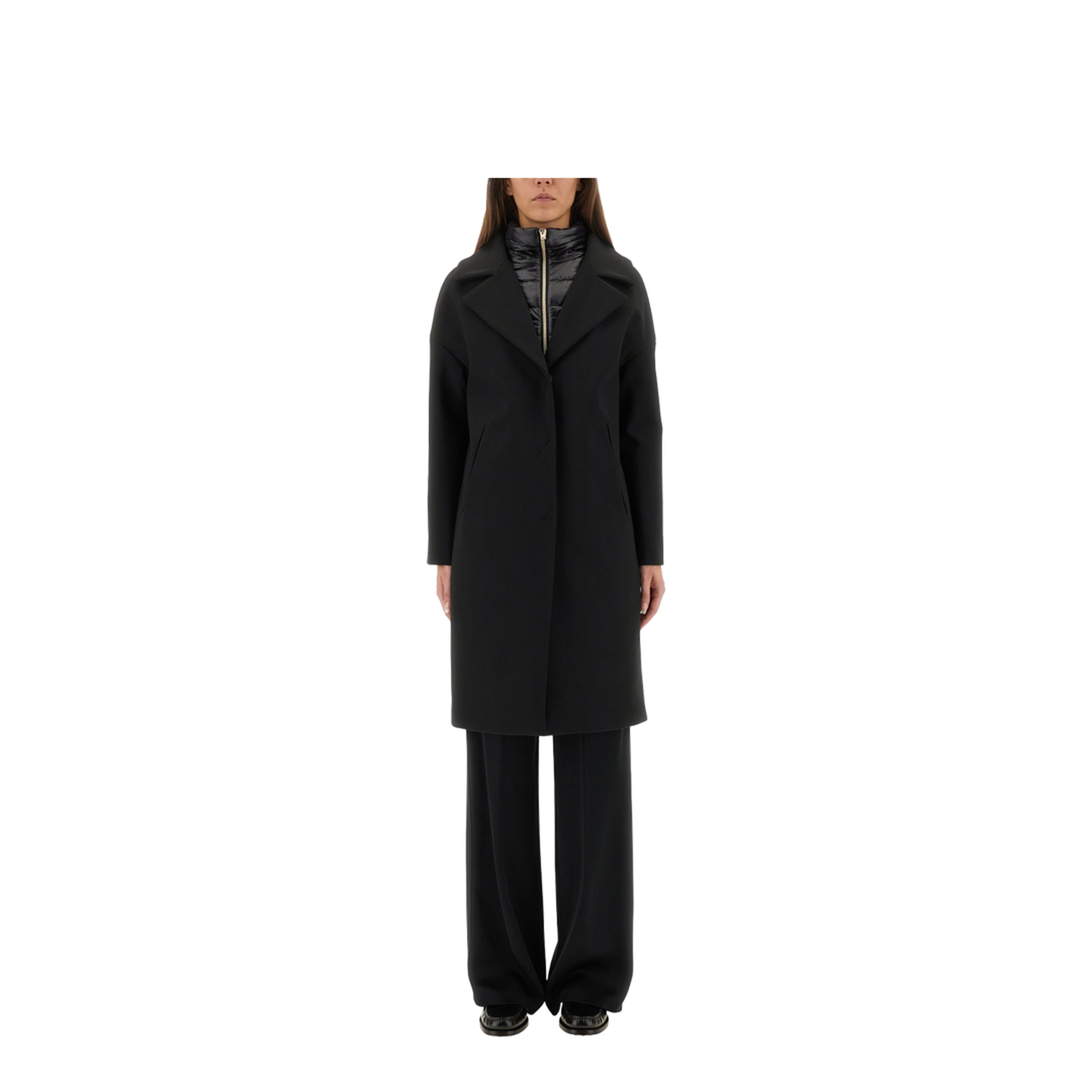 Wool Coat with Technical Bib