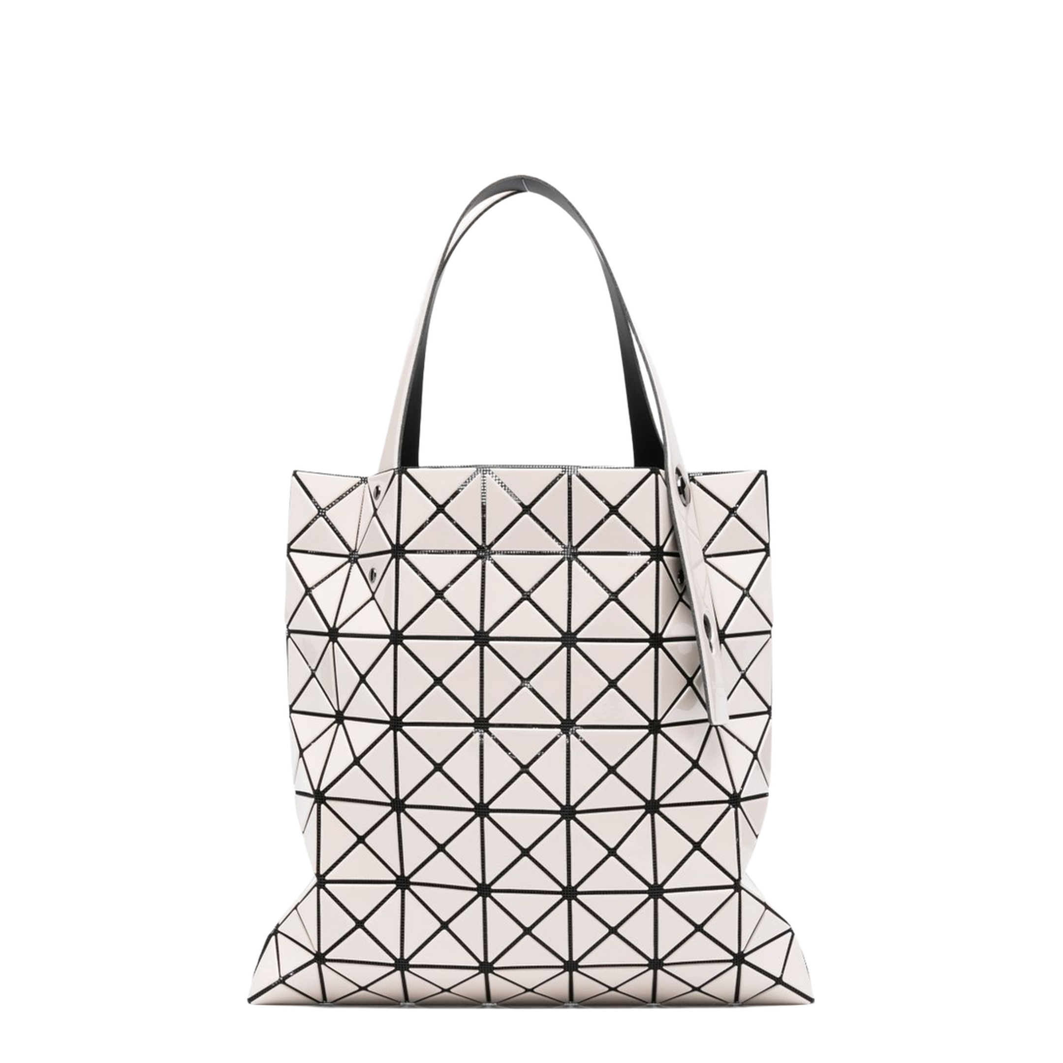 Prism Small Tote Beige Geometric Design Top Handle Adjustable Strap