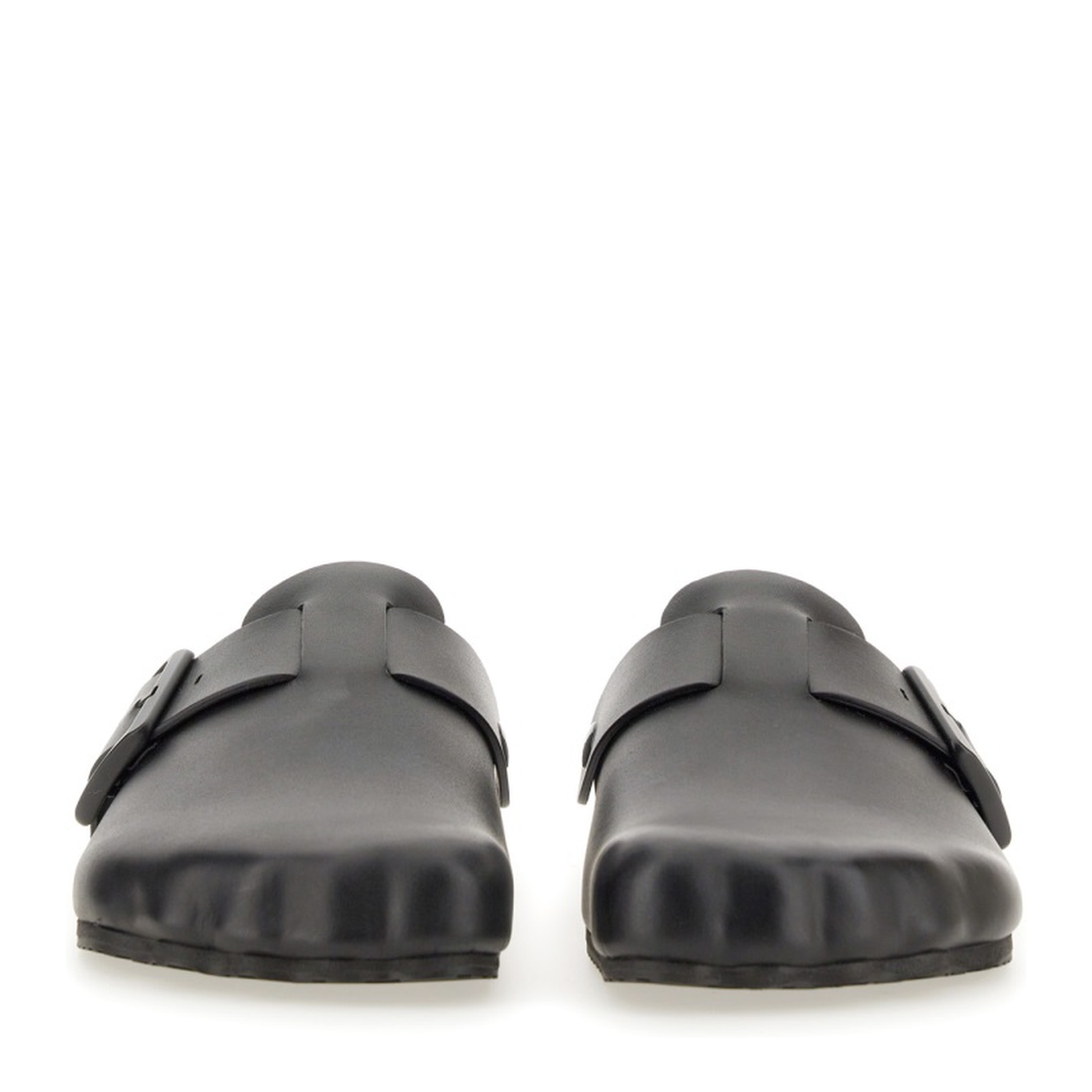 Balenciaga Black Sunday Clogs with Logo Strap