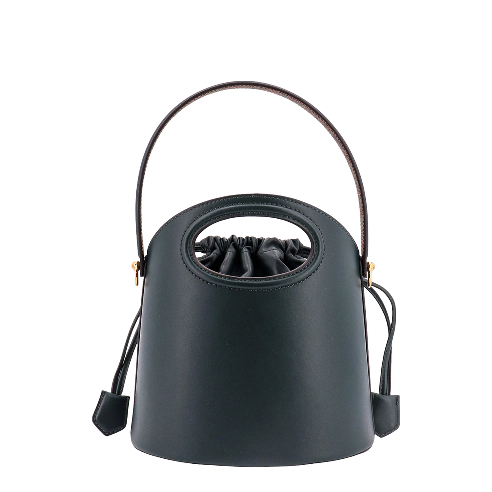 Elegant Green Leather Bucket Bag