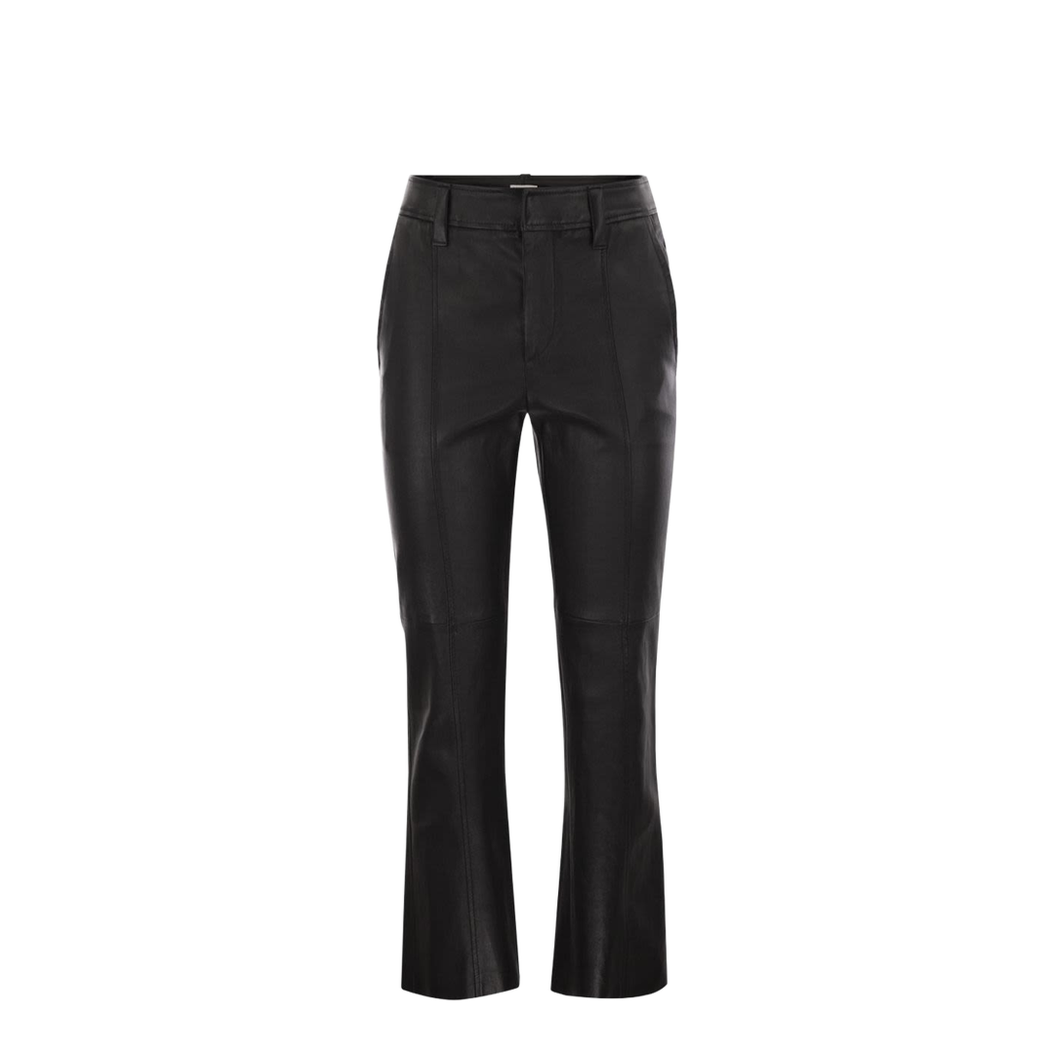 Stretch Nappa Leather Square Cigarette Trousers with Jewellery