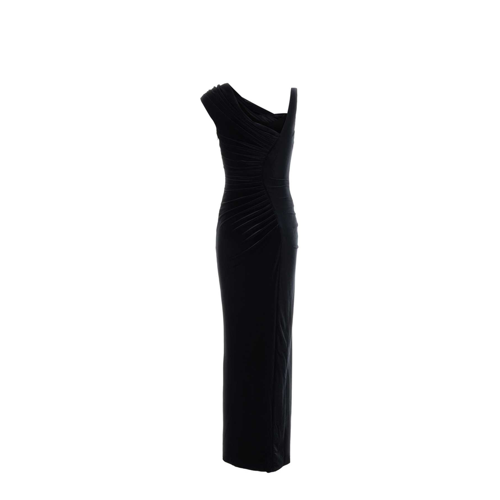 Midnight Blue Stretch Velvet Long Dress