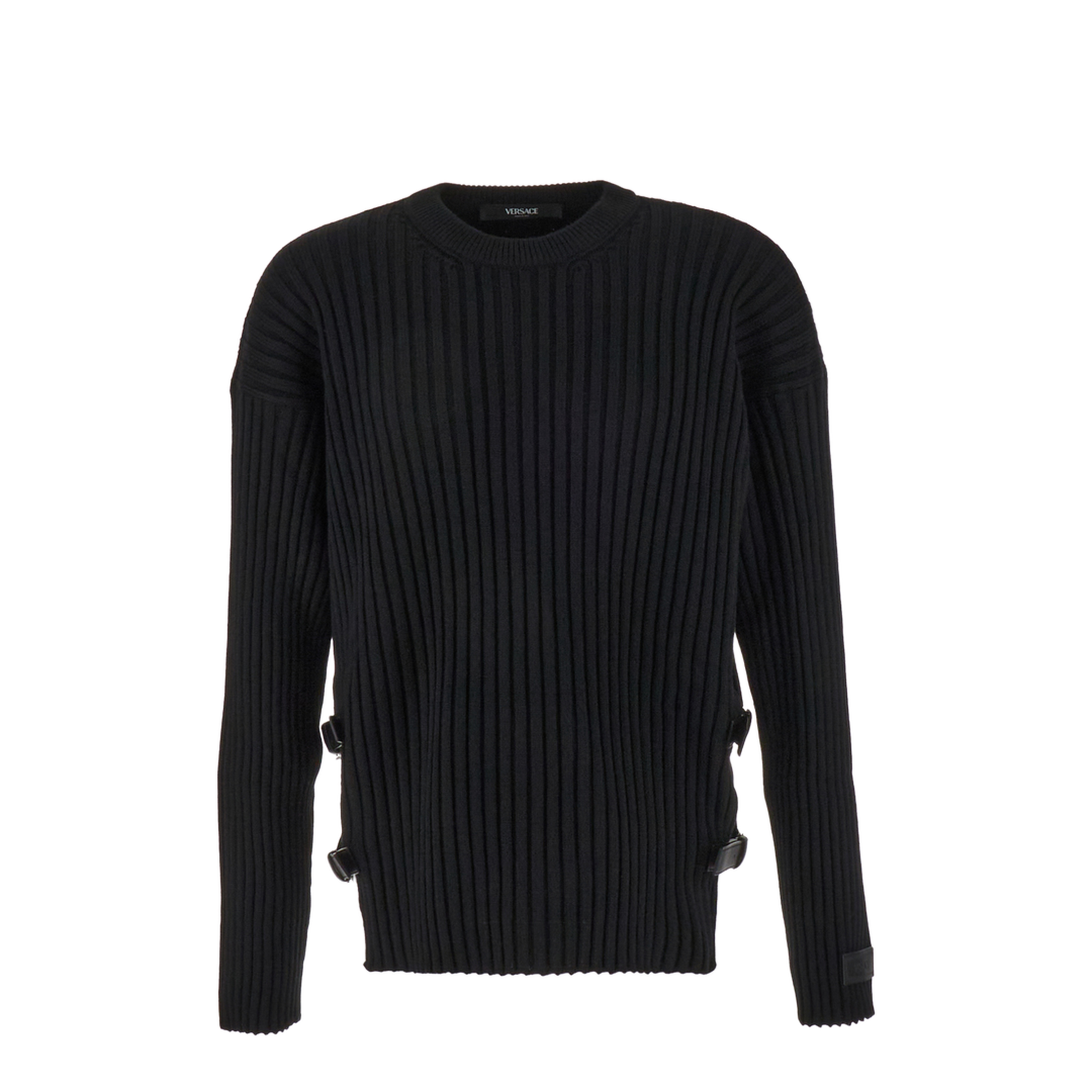 Ribbed Wool Sweater In Black