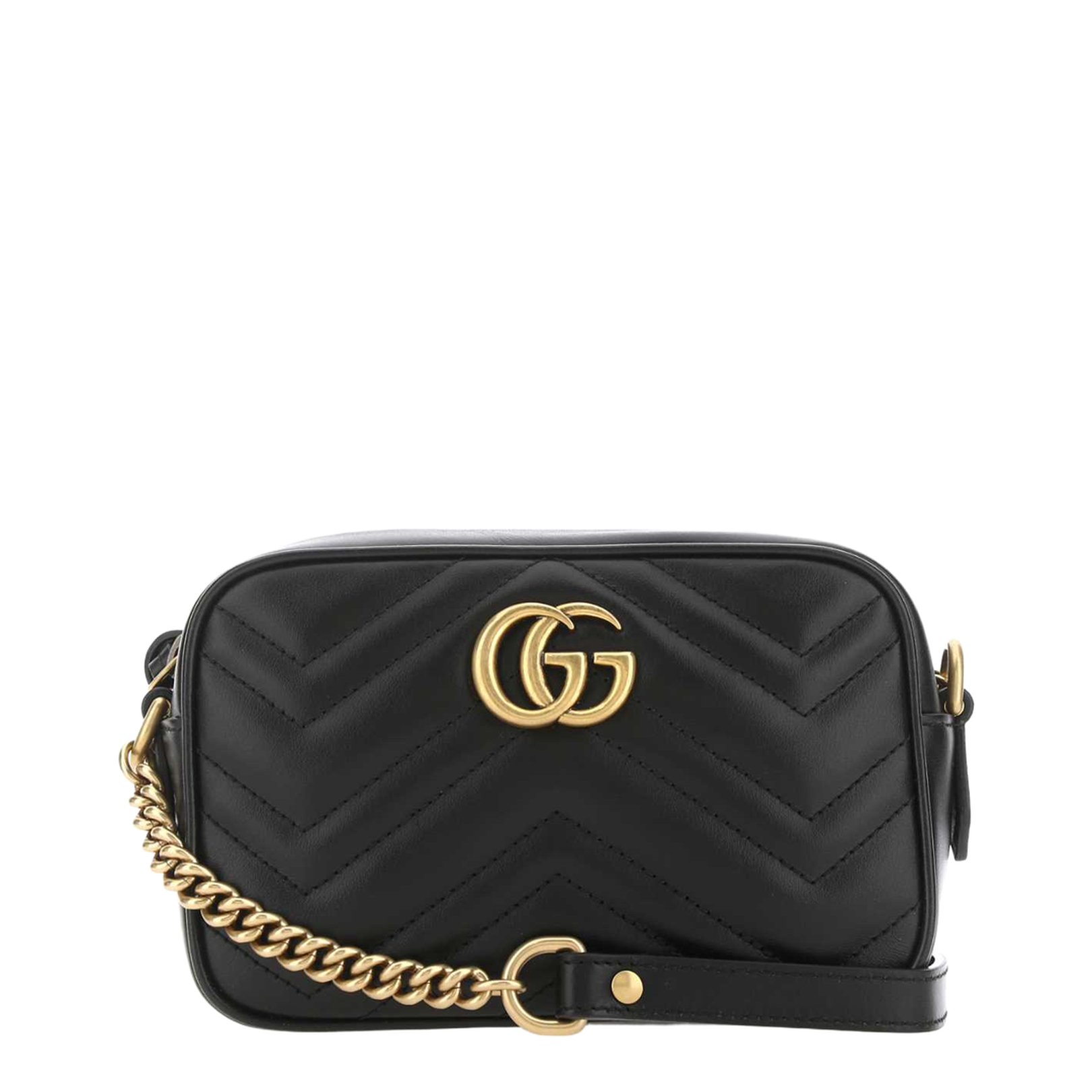 GG Marmont Small Leather Shoulder Bag - Black