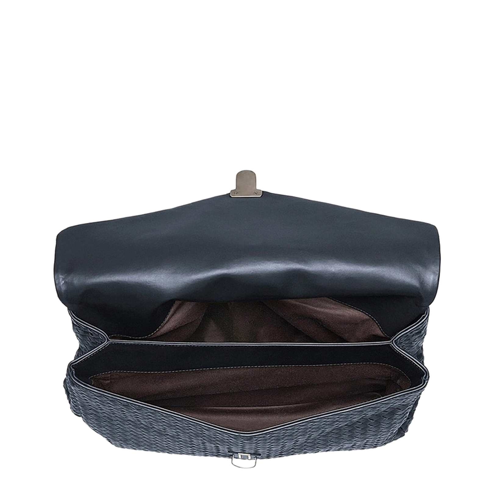 Intrecciato Leather Briefcase - Navy blue