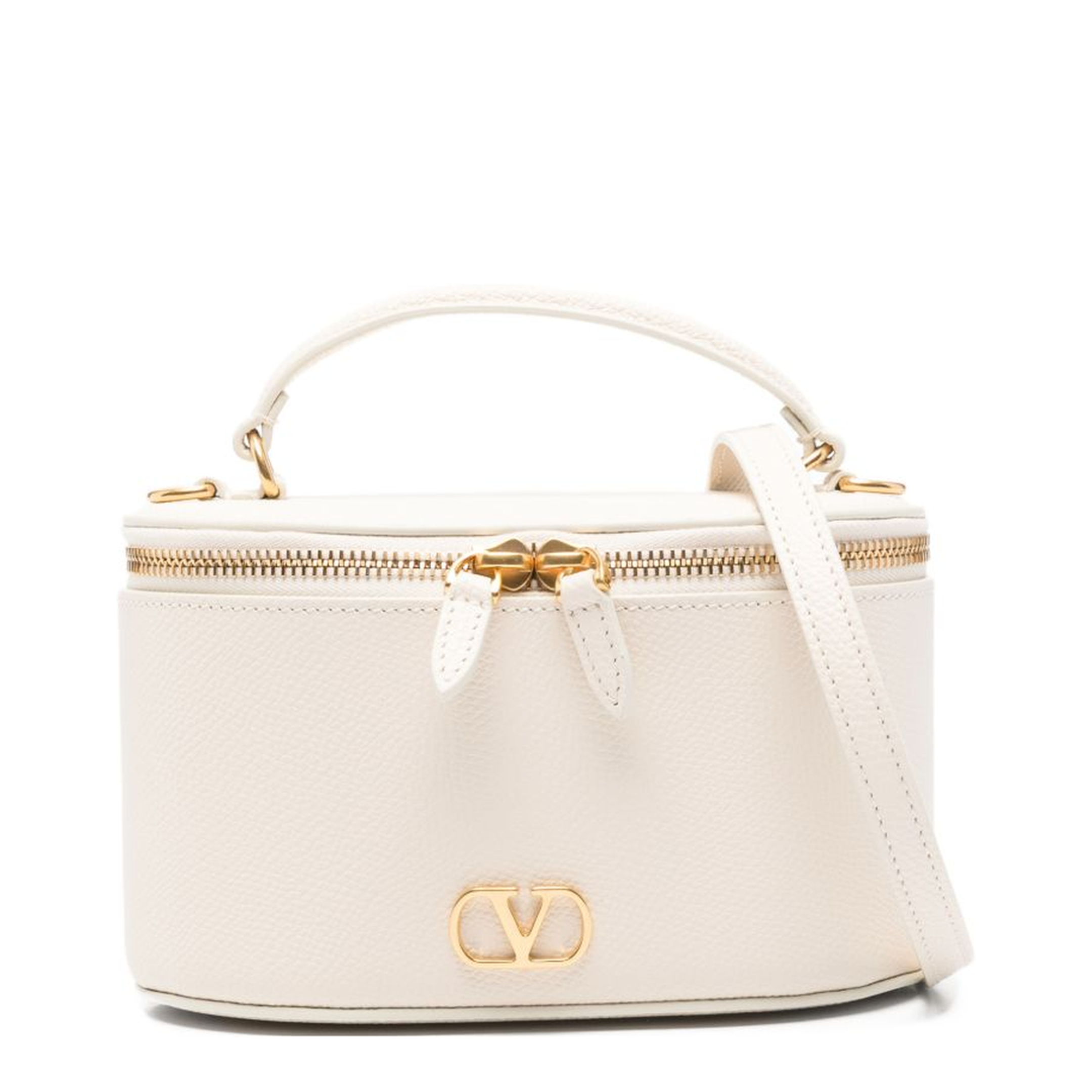 VLogo Signature Mini Grainy Calfskin Vanity Bag - Light Ivory