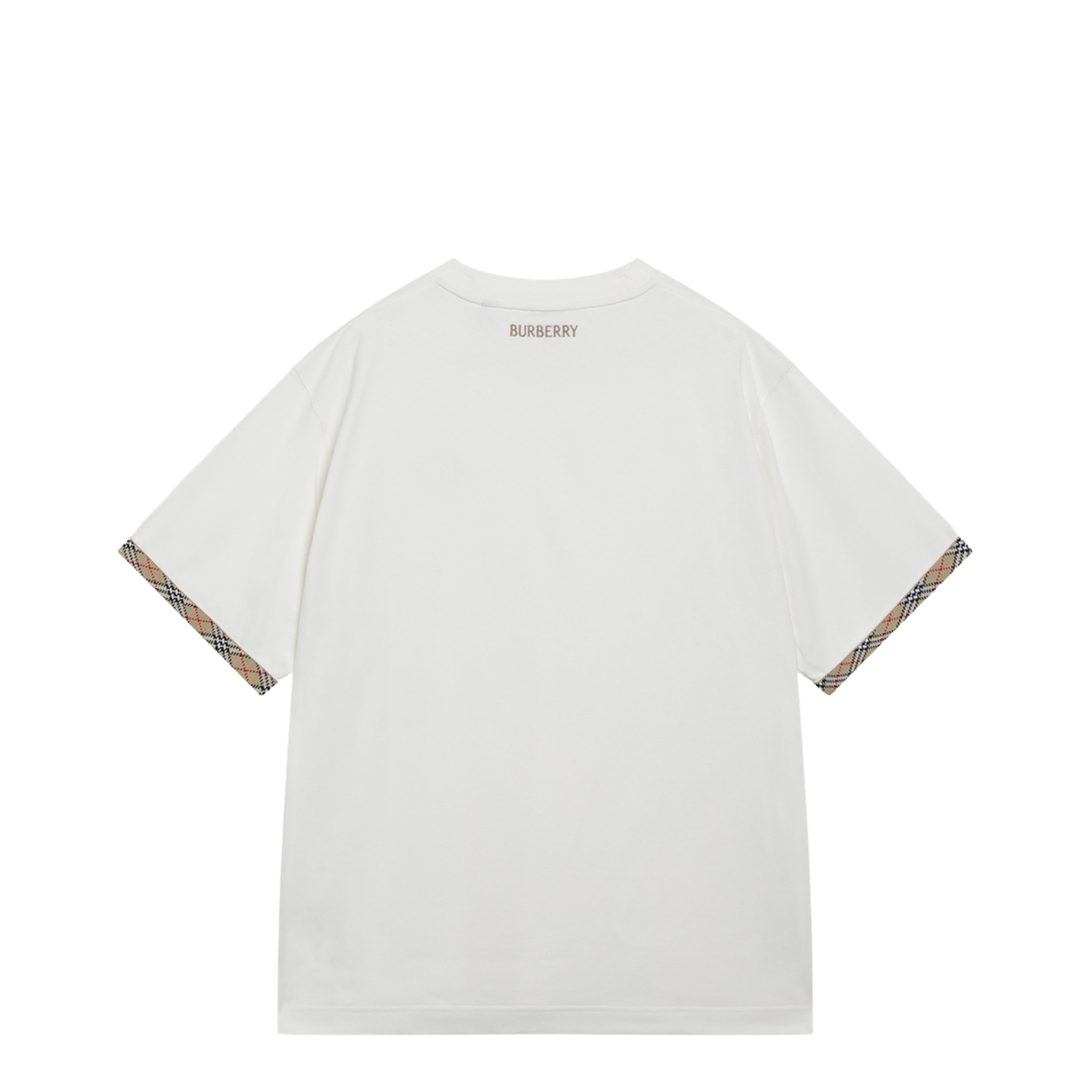 MAYFEYR - Burberry - Cotton Jersey T-Shirt With Check Trim In Chalk - 8123491151696B7078