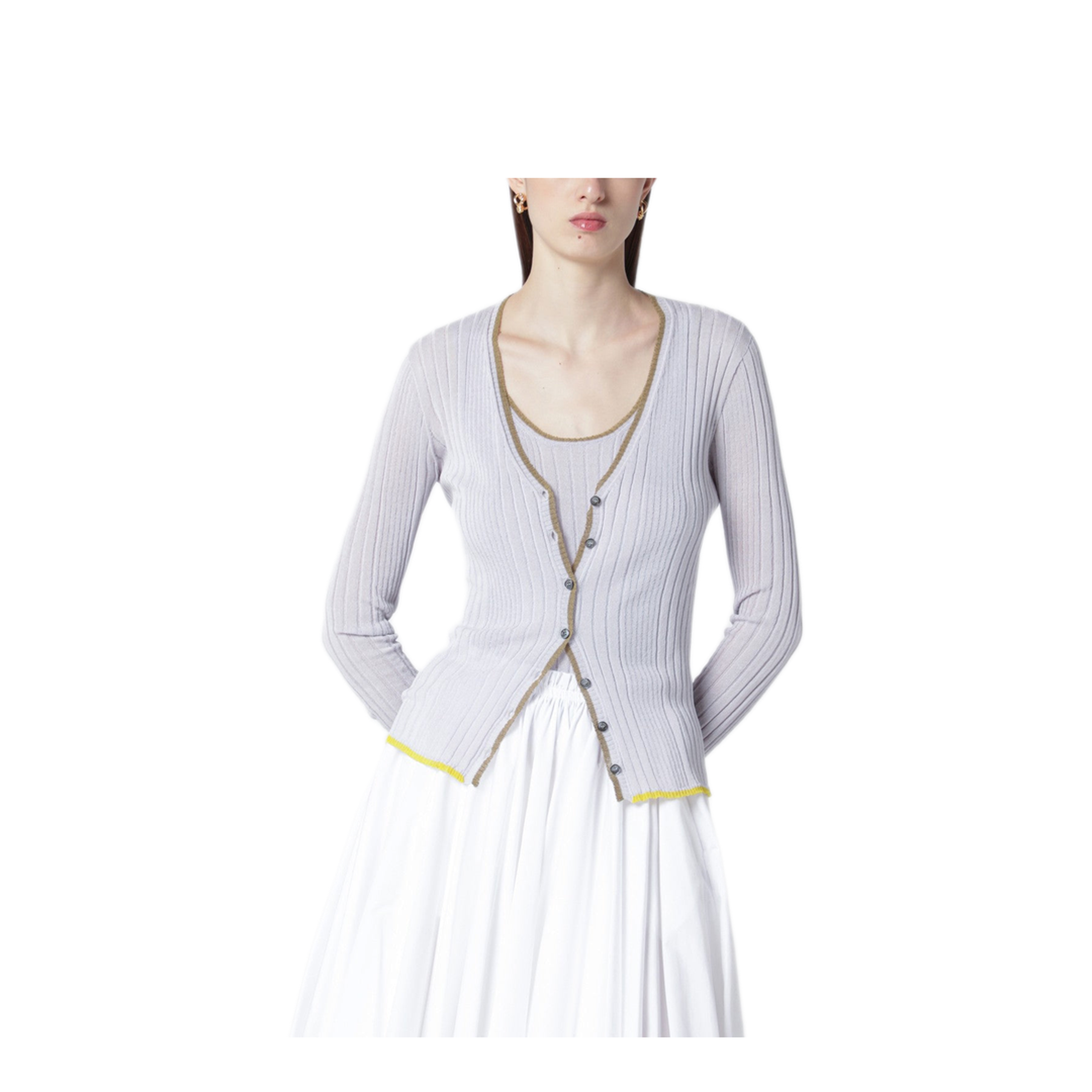 MAYFEYR - Roberto Collina - Lilac Cardigan With Gold Trim - 261FXA28010VI33