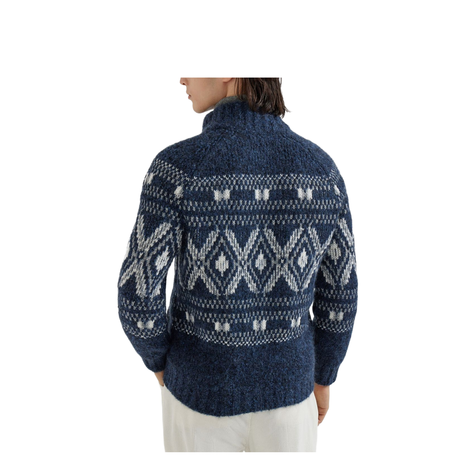 Jacquard Cardigan in Navy Blue