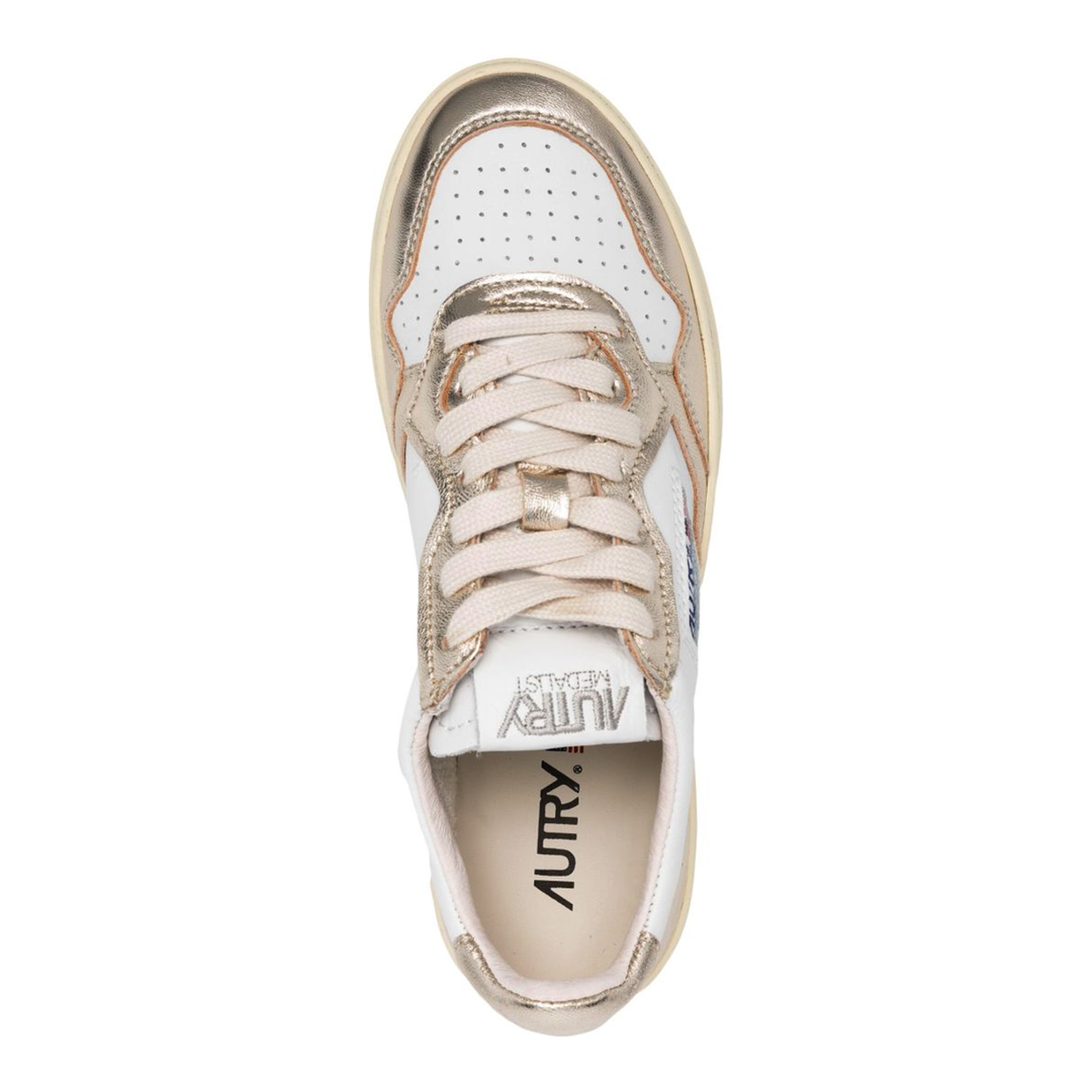 Medalist Low Biccolor Leather Sneakers White/Gold