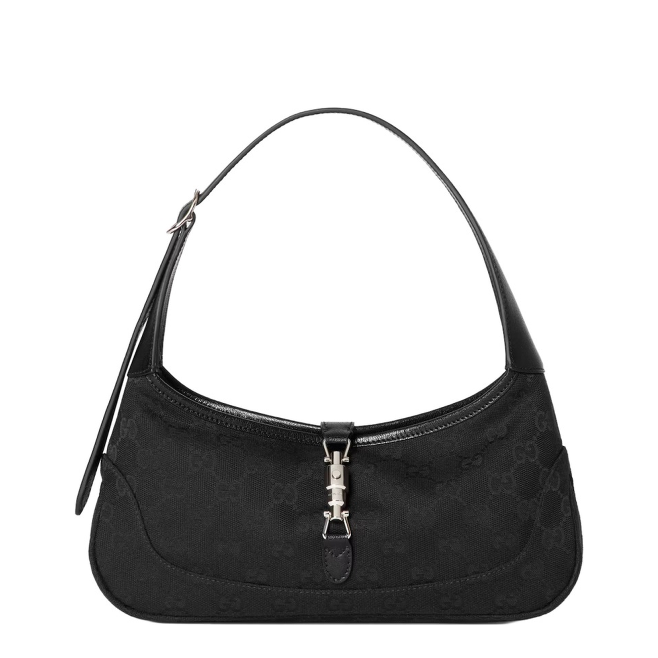 Jackie Slim Medium Canvas Shoulder Bag - Black