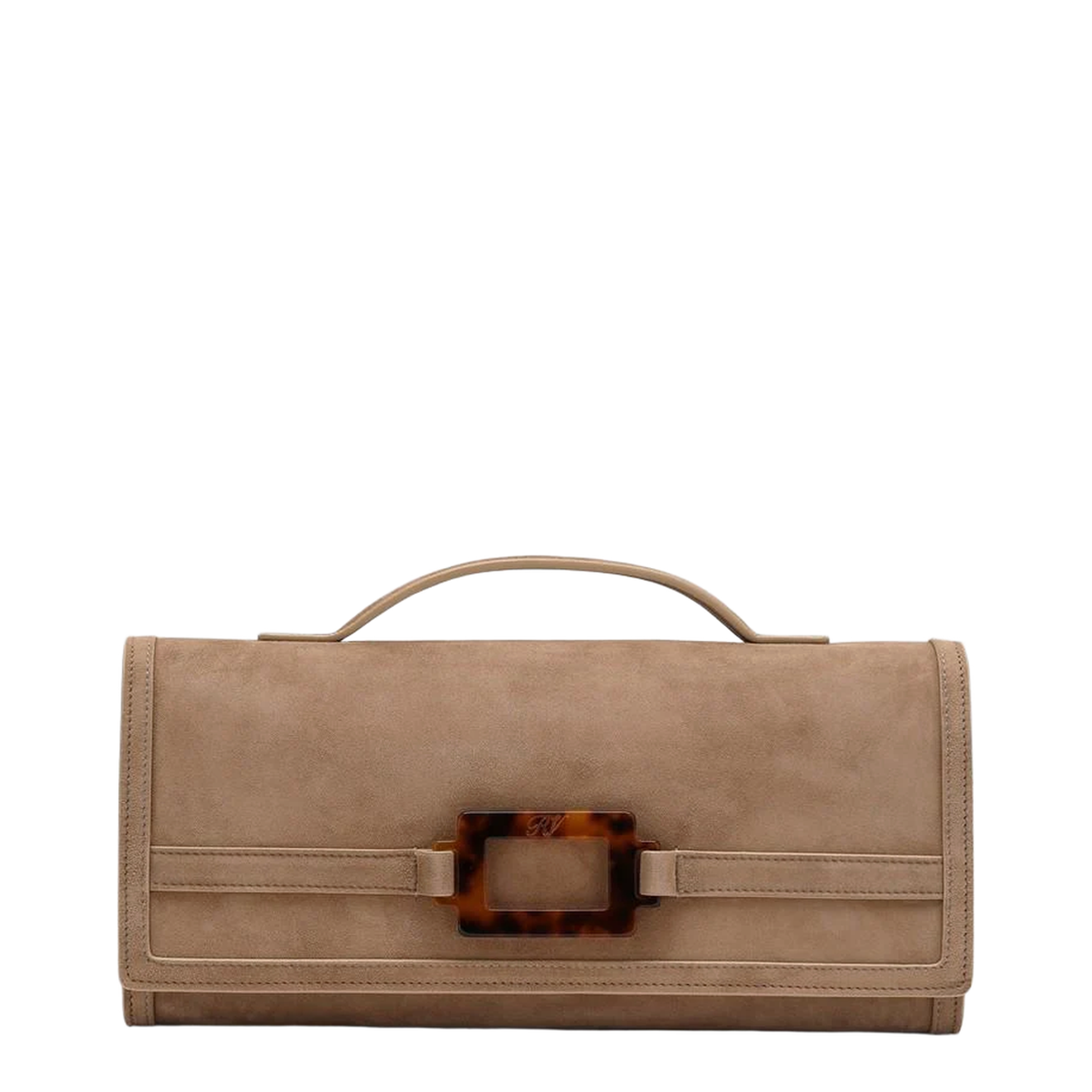 Belle Vivier Clutch Suede Brown