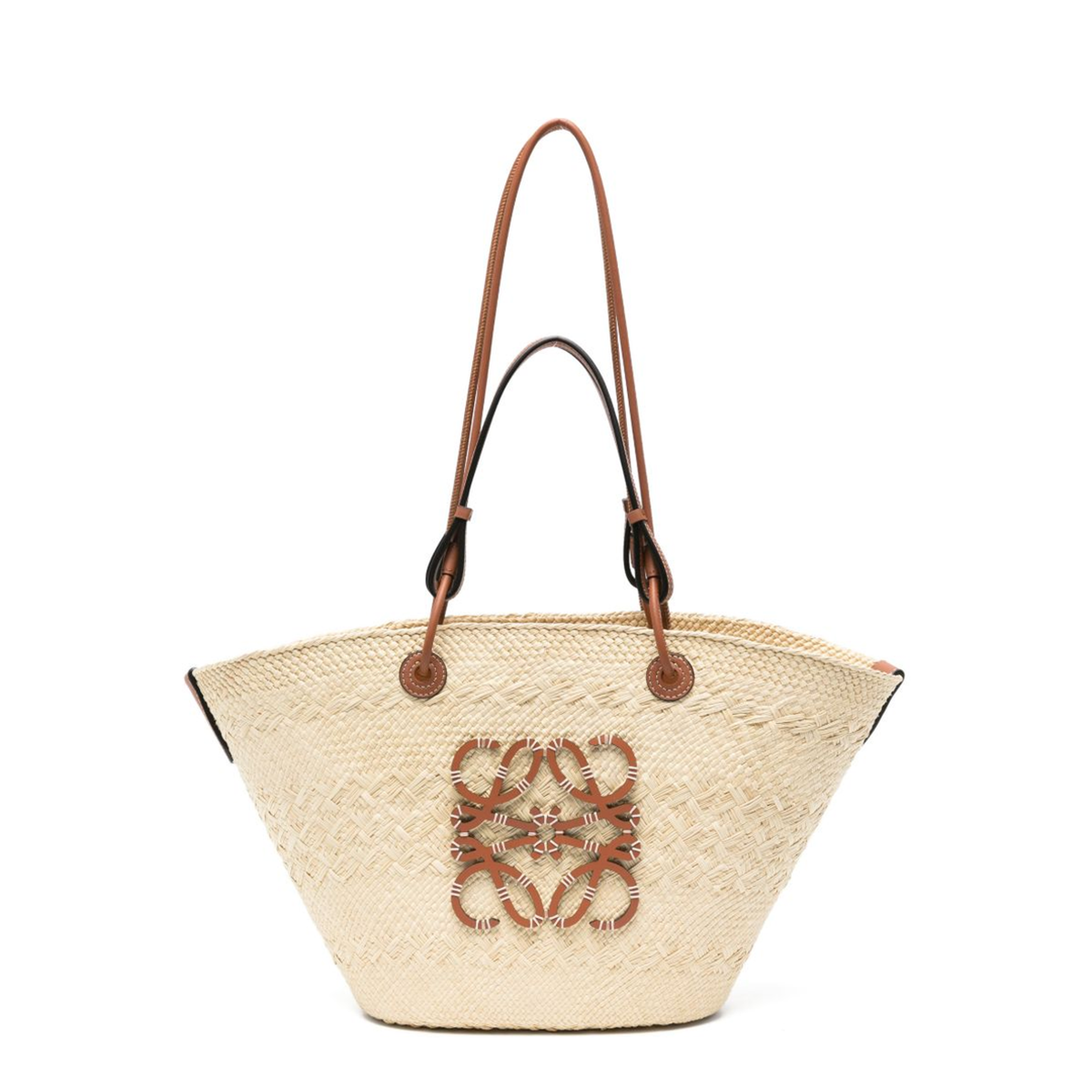 Anagram Medium Raffia Tote - Beige