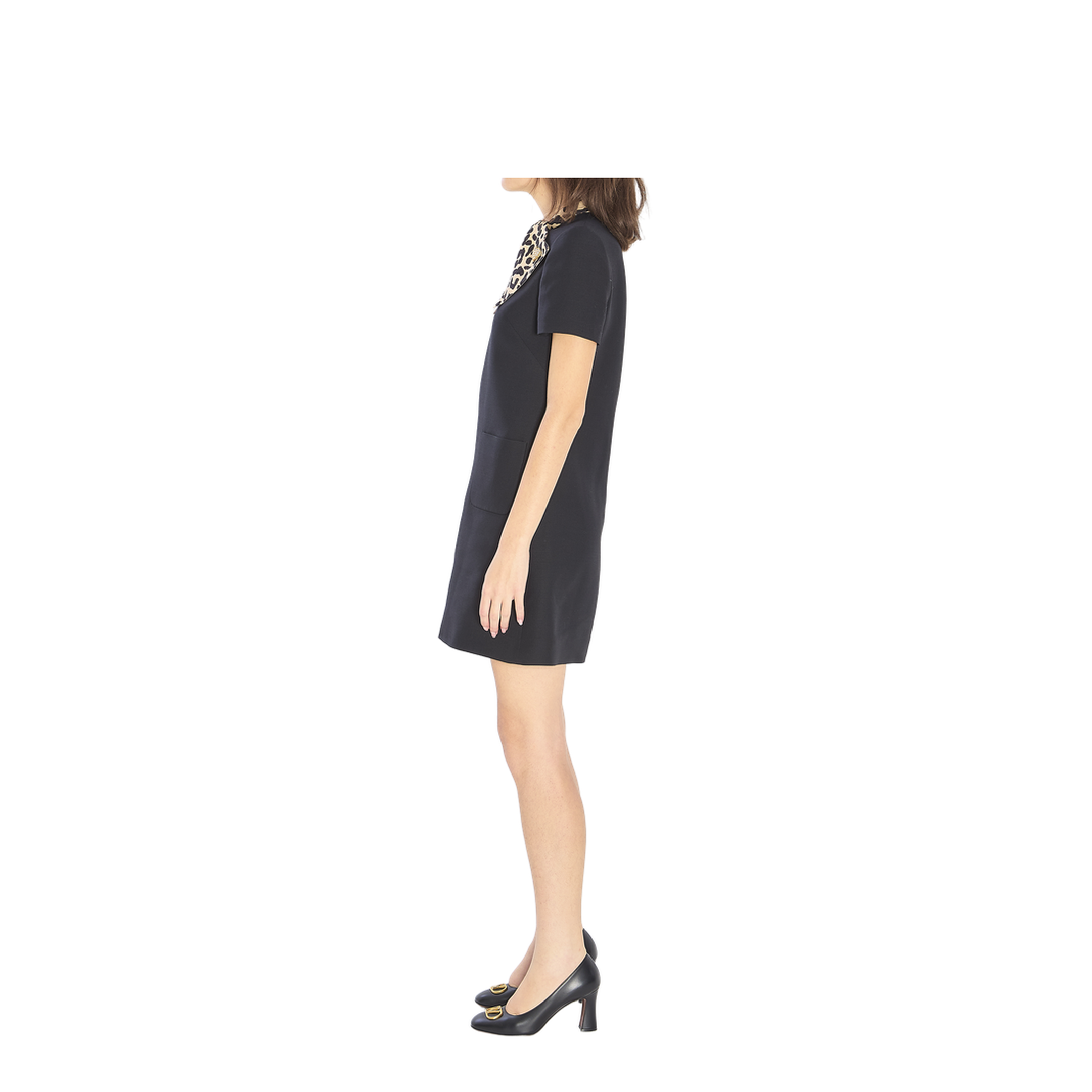 Black Dress with Bow on Front and Leopard Print