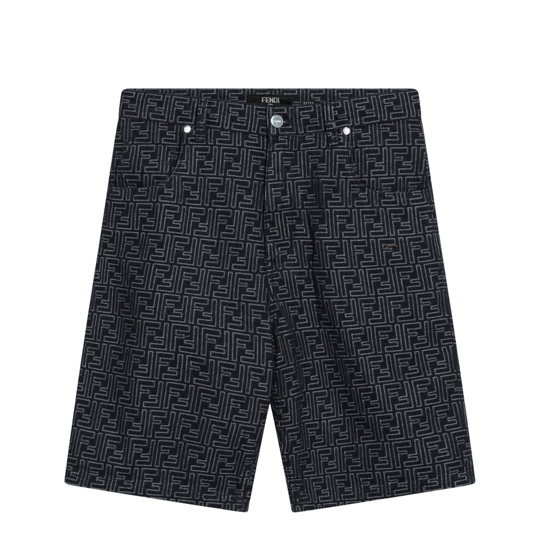 Jacquard FF Blue Denim Shorts