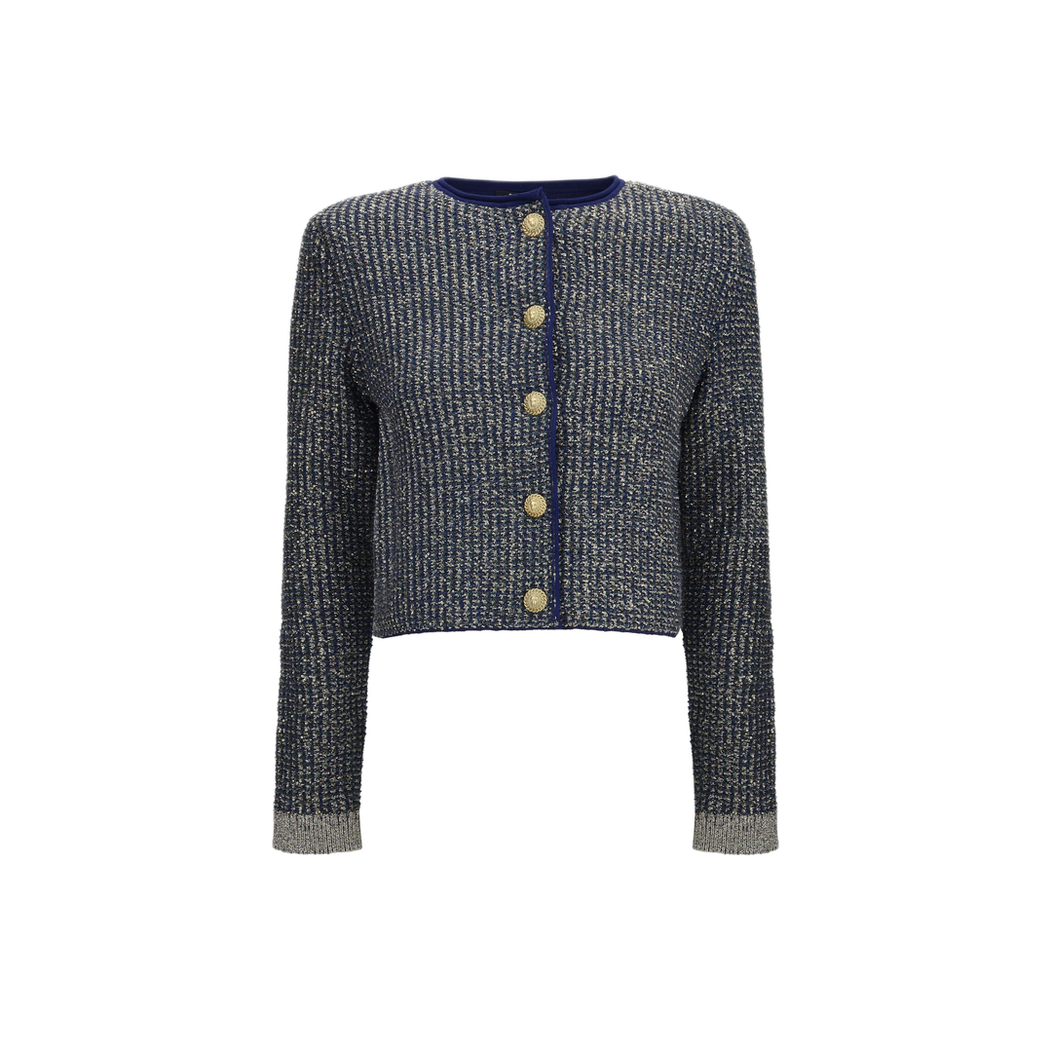 MAYFEYR - Balmain - Quilted Sequin Cardigan With Decorative Buttons - HF1KL918KK13