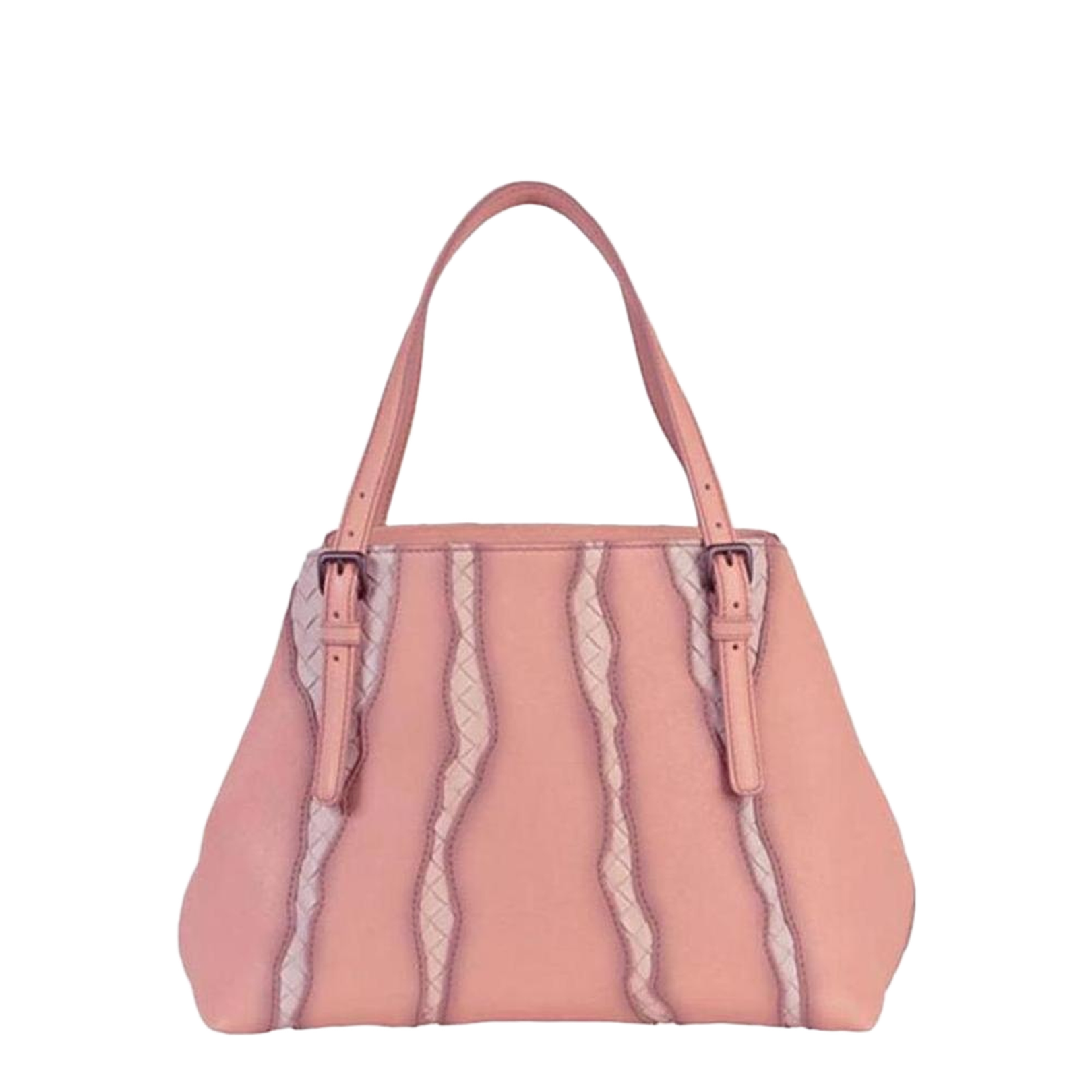 Intrecciato Leather Tote Bags - Pink