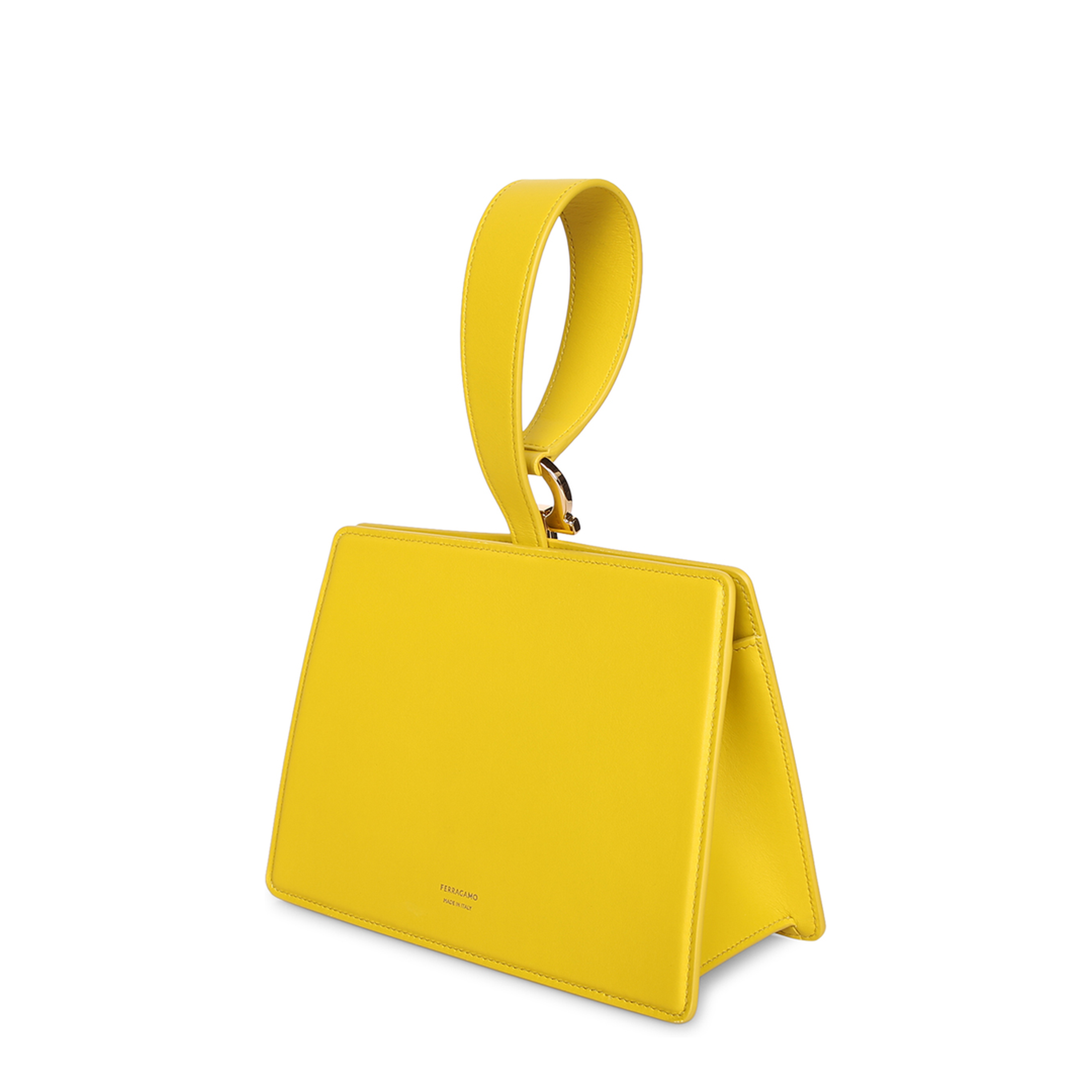 MAYFEYR - Ferragamo - Smooth Yellow Leather. Closure With Metallic Detail. Wrist Strap. - 792849220958010