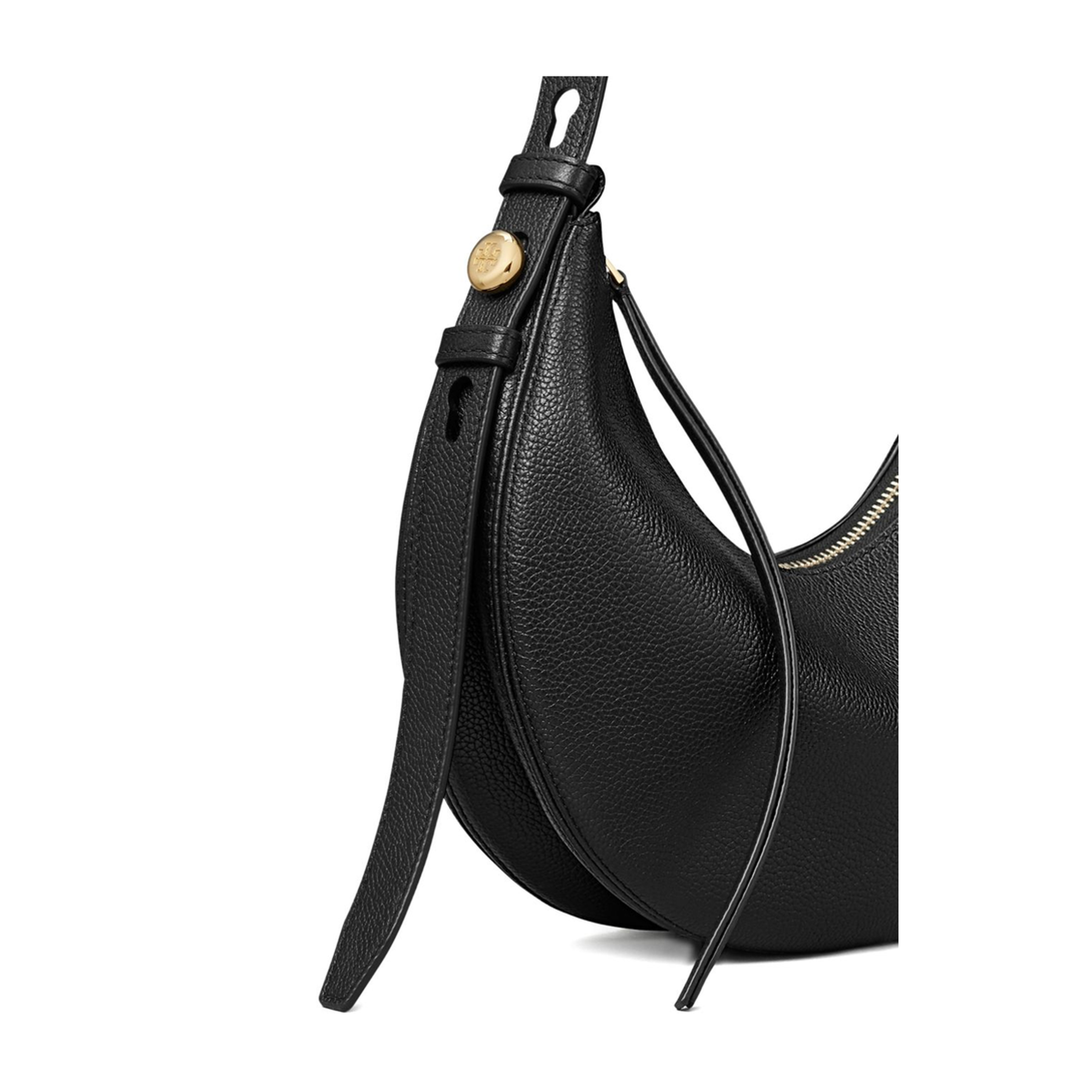 Romy Half Moon Bag Pebbled Leather Shoulder Bag - Black