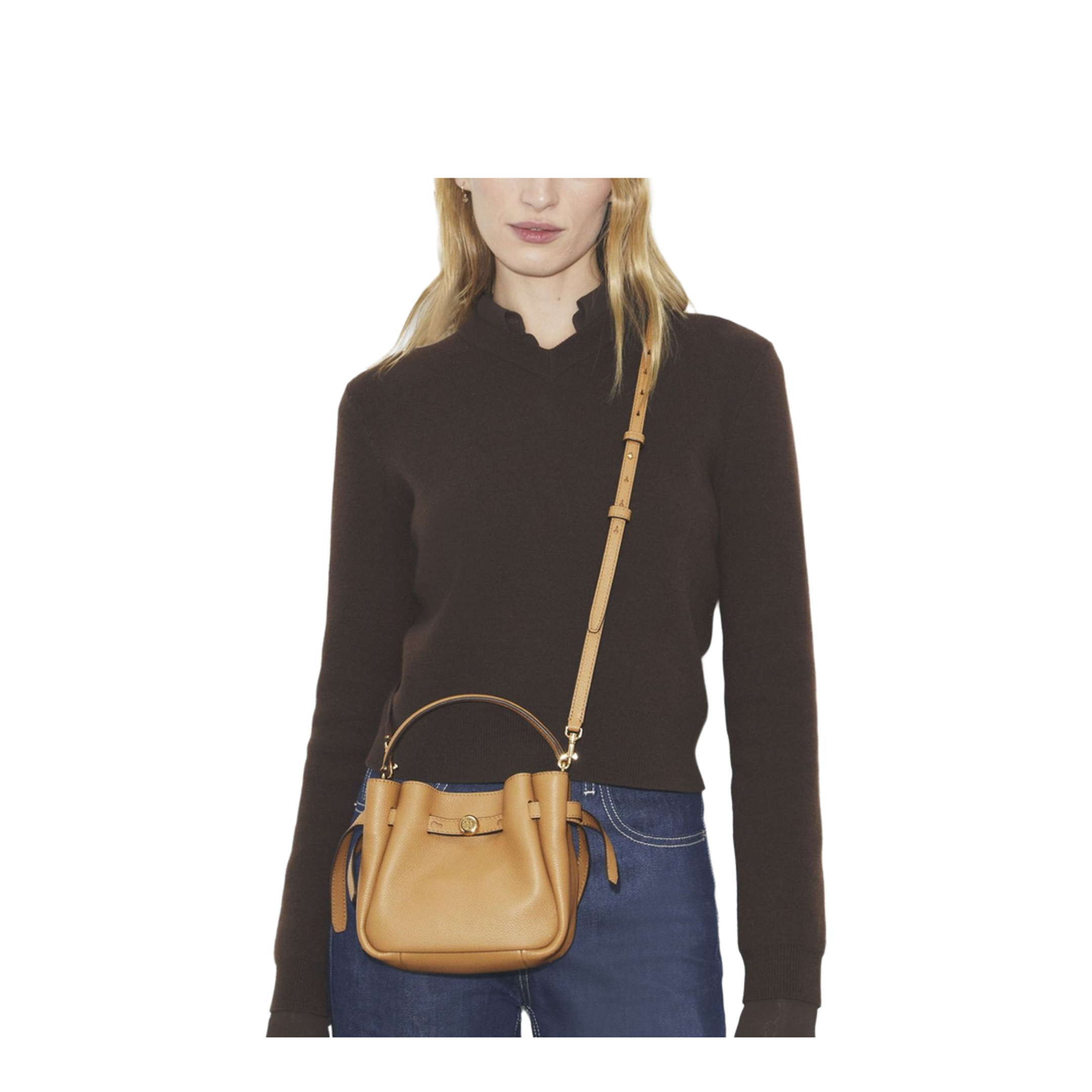 Romy Mini Pebbled Leather Crossbody Bag - Tiramisu