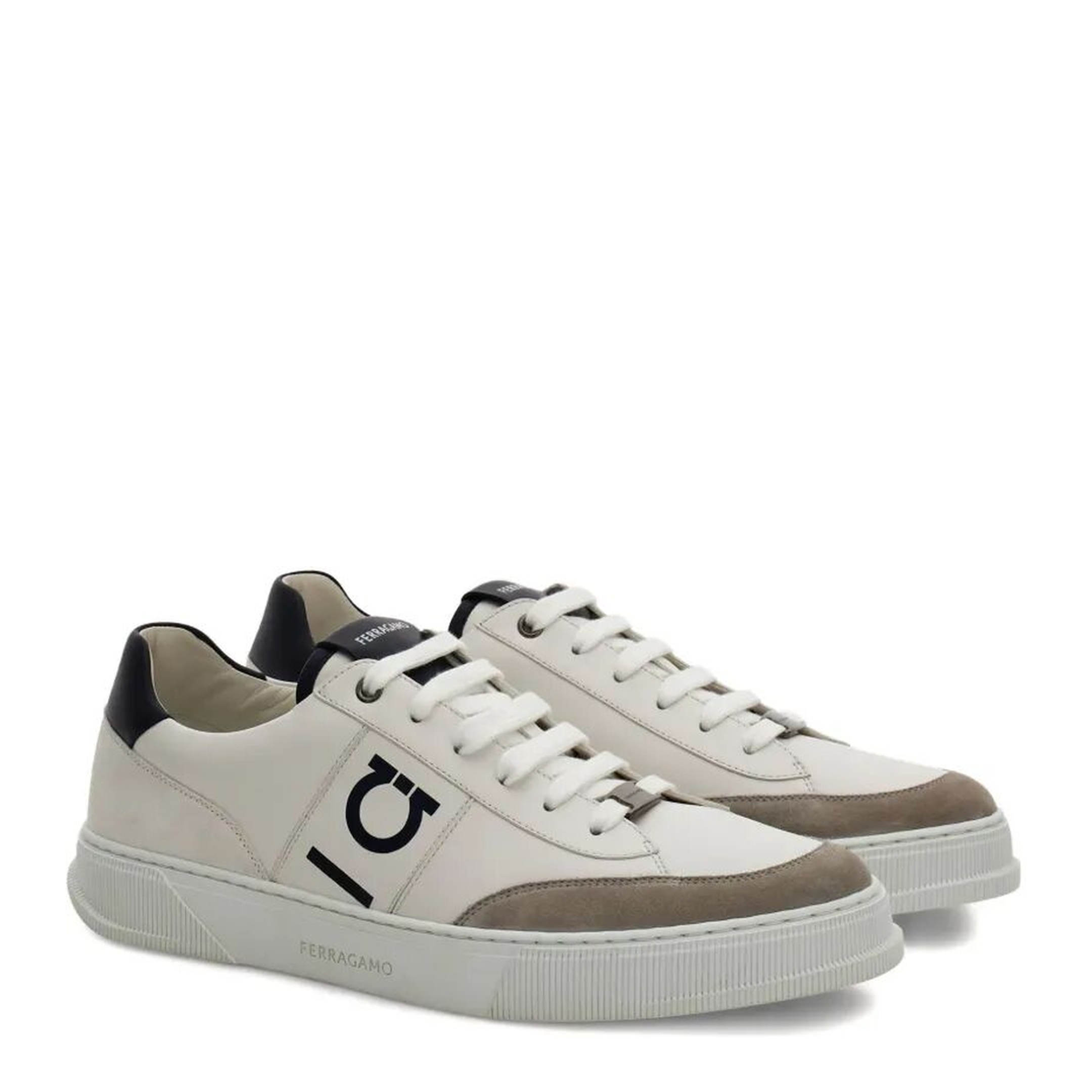 MAYFEYR - Ferragamo - Alaska Leather And Suede Sneaker With Gancini Detail - 02A0340784502