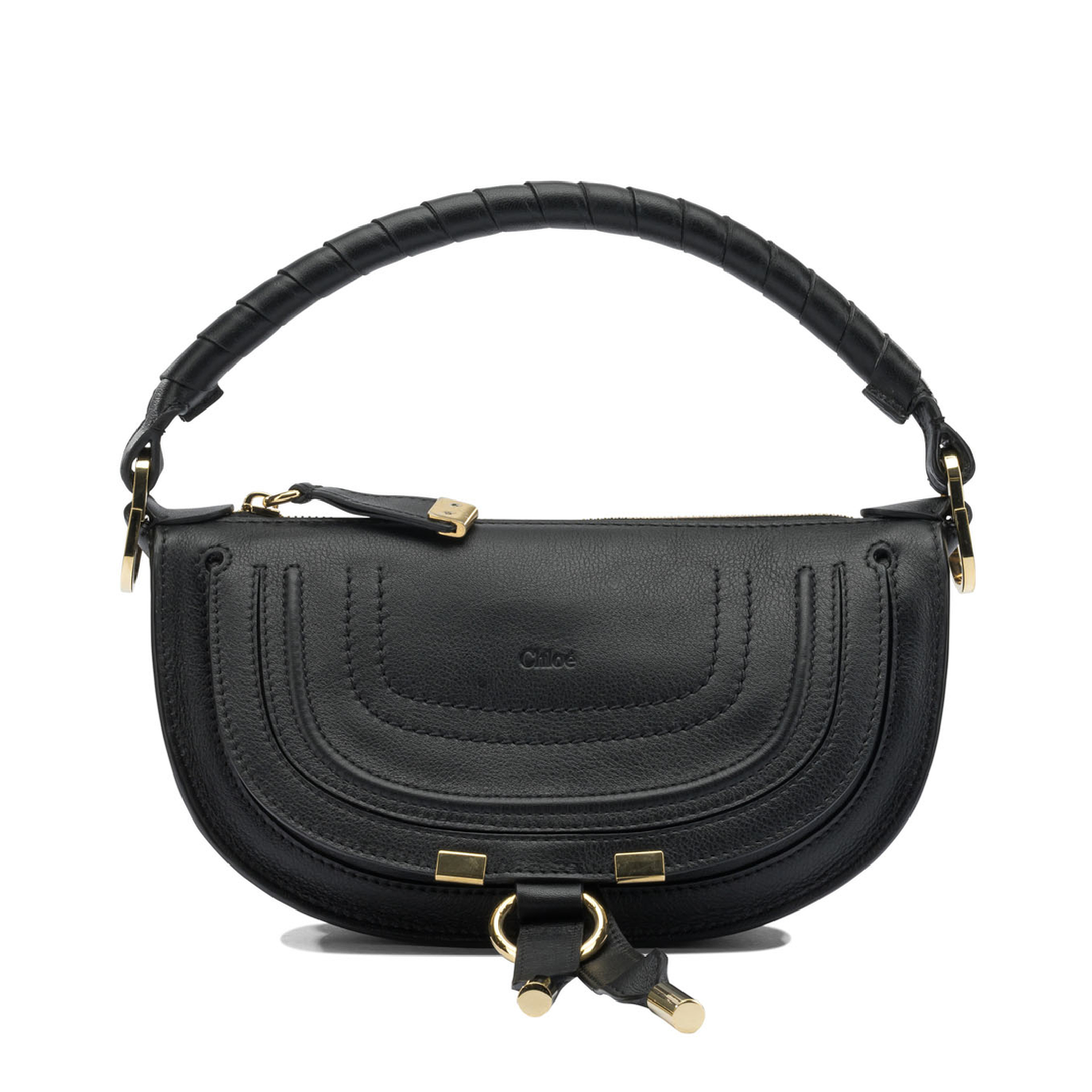 Marcie Mini Calfskin Saddle Bag - Black