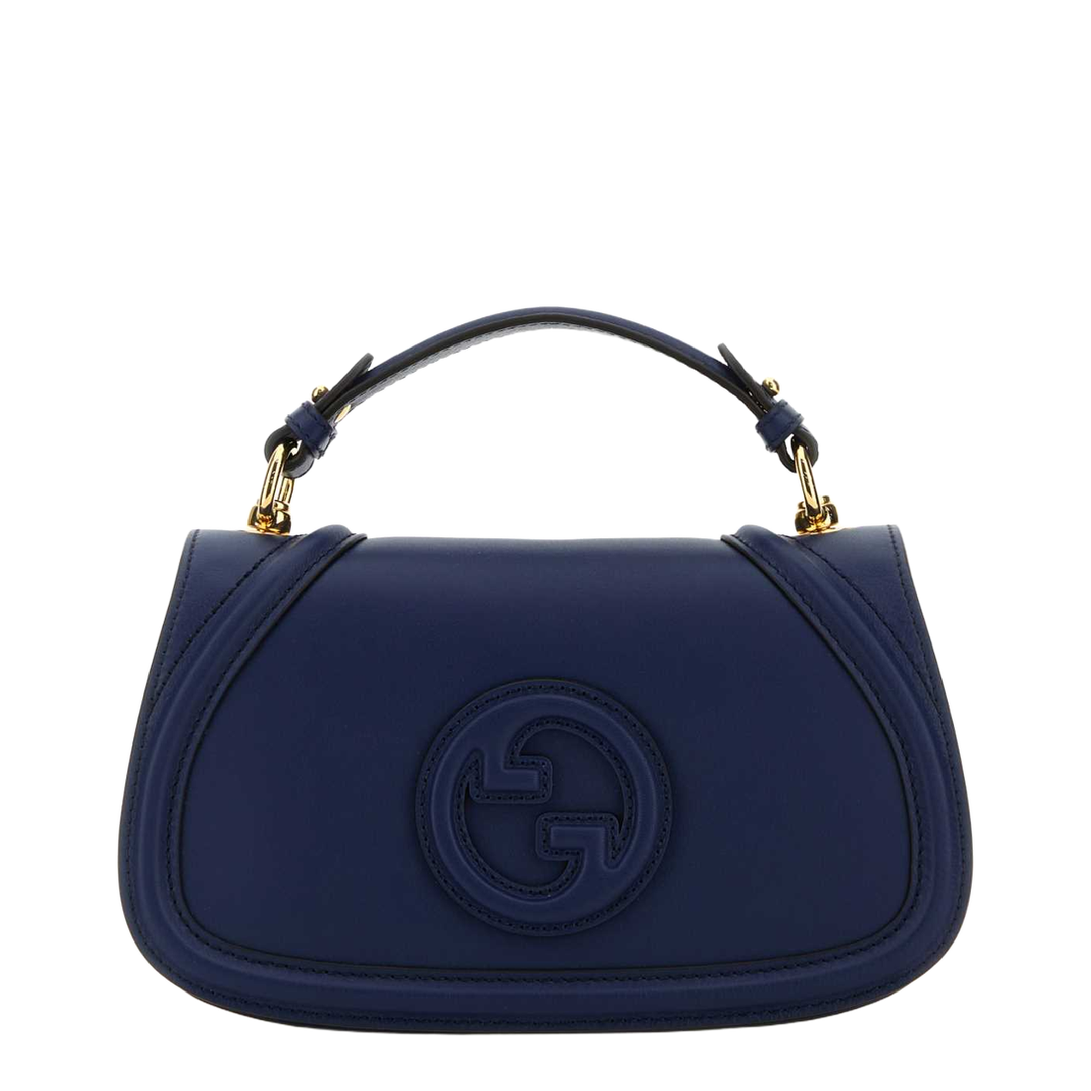 Blondie Medium Top Handle Bag in Blue Leather
