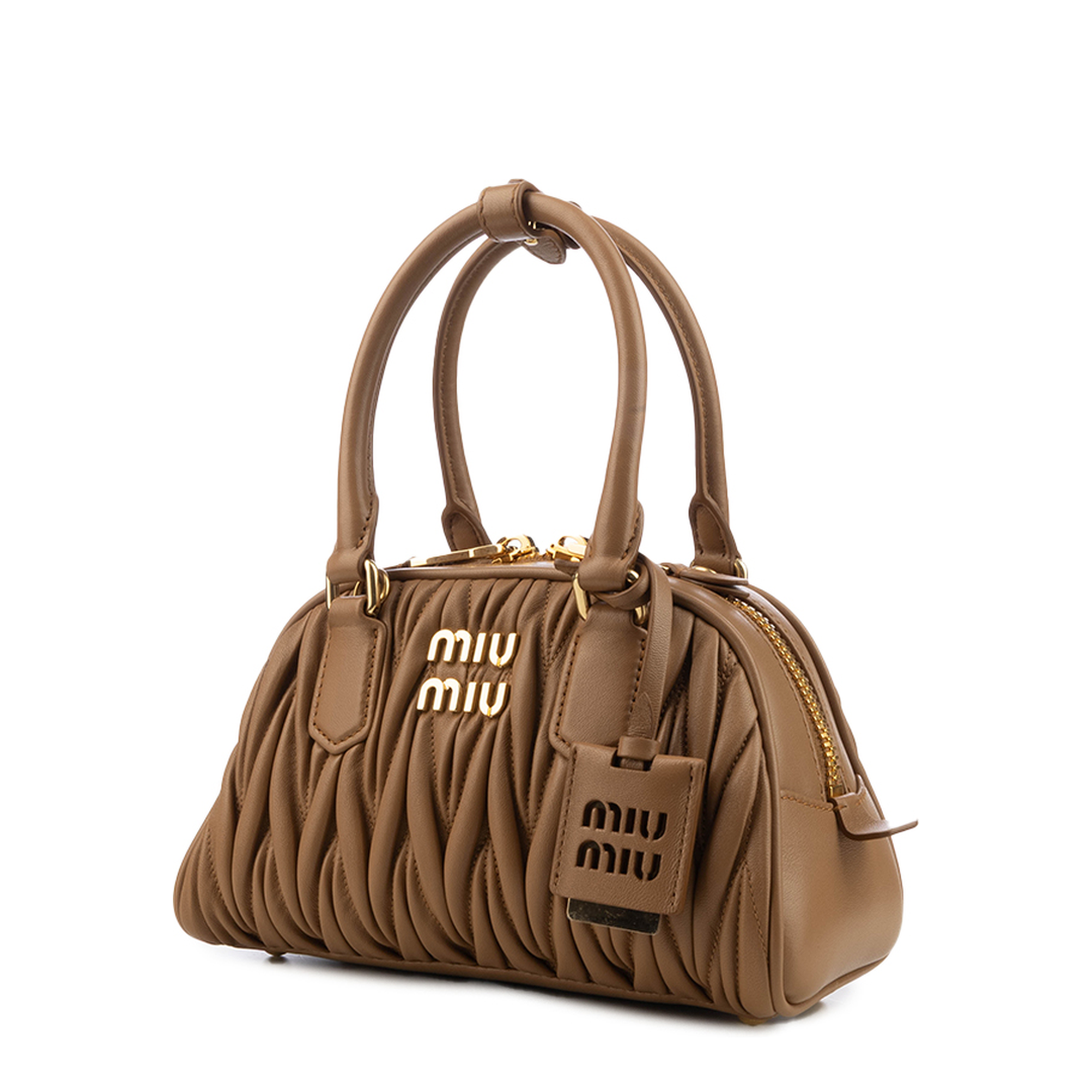 MAYFEYR - Miu Miu - Camel Nappa Leather Arcadie Handbag - 5BB191VOLOAN88F098L