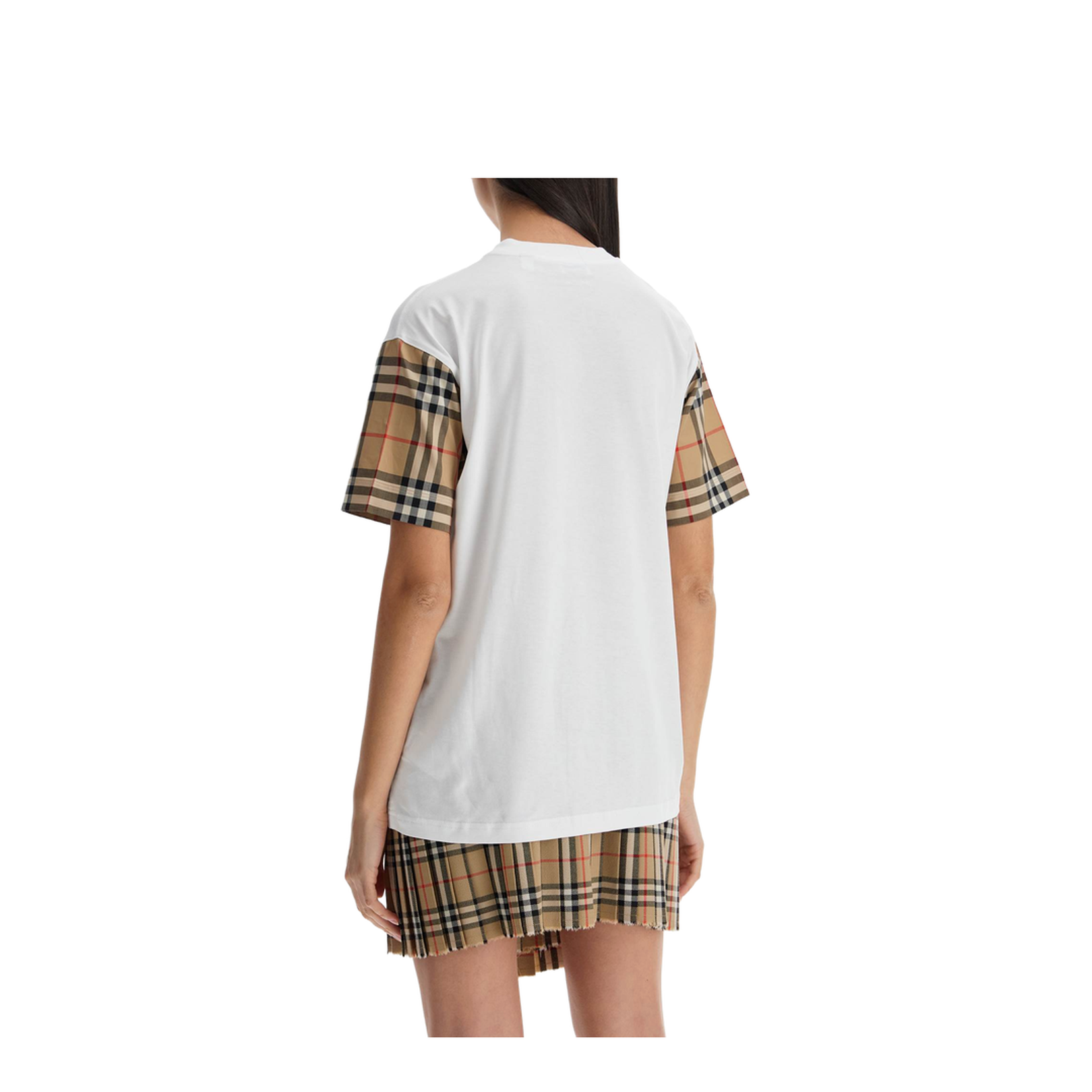 Check Cotton T-shirt In White
