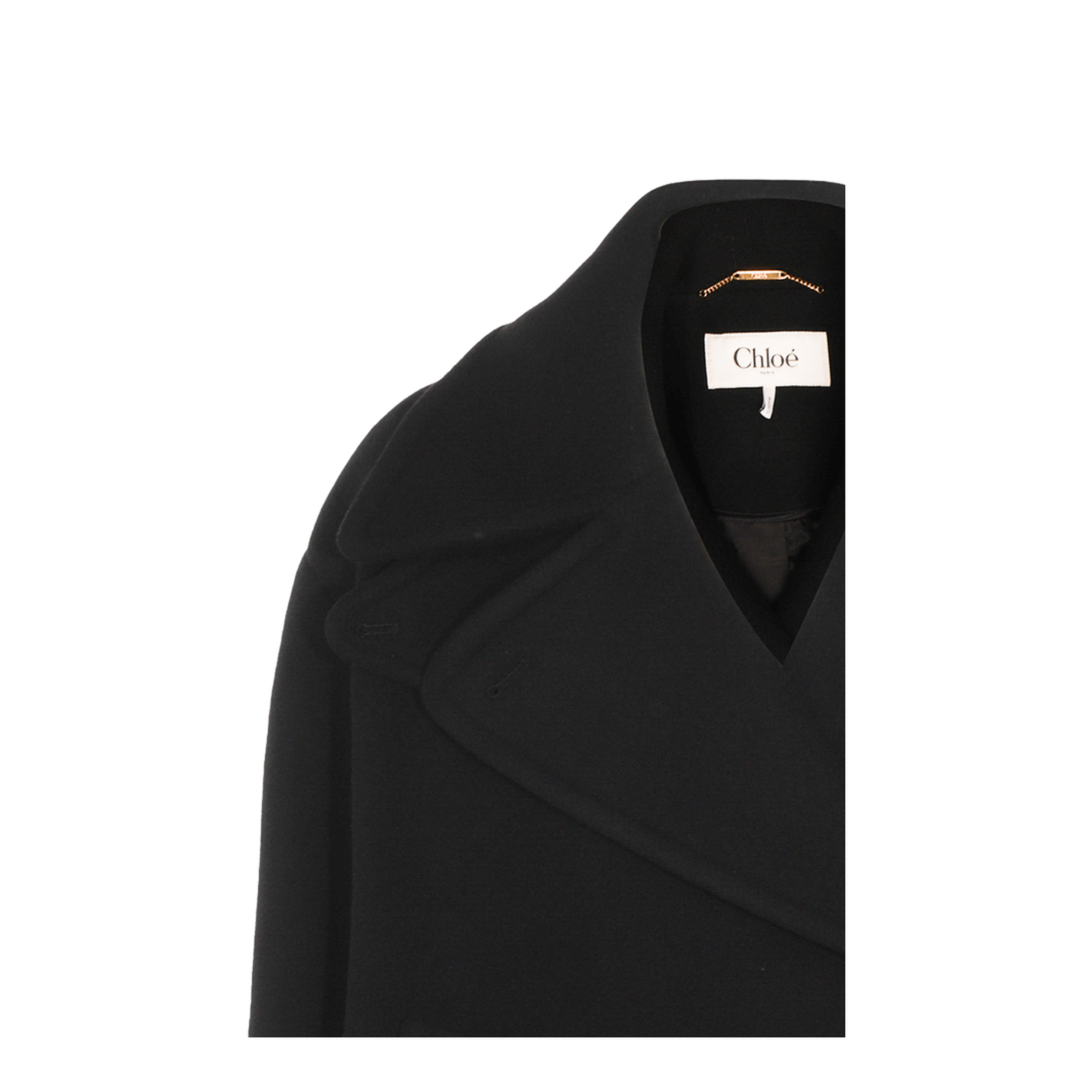 Oversized Wool Short Coat - Black