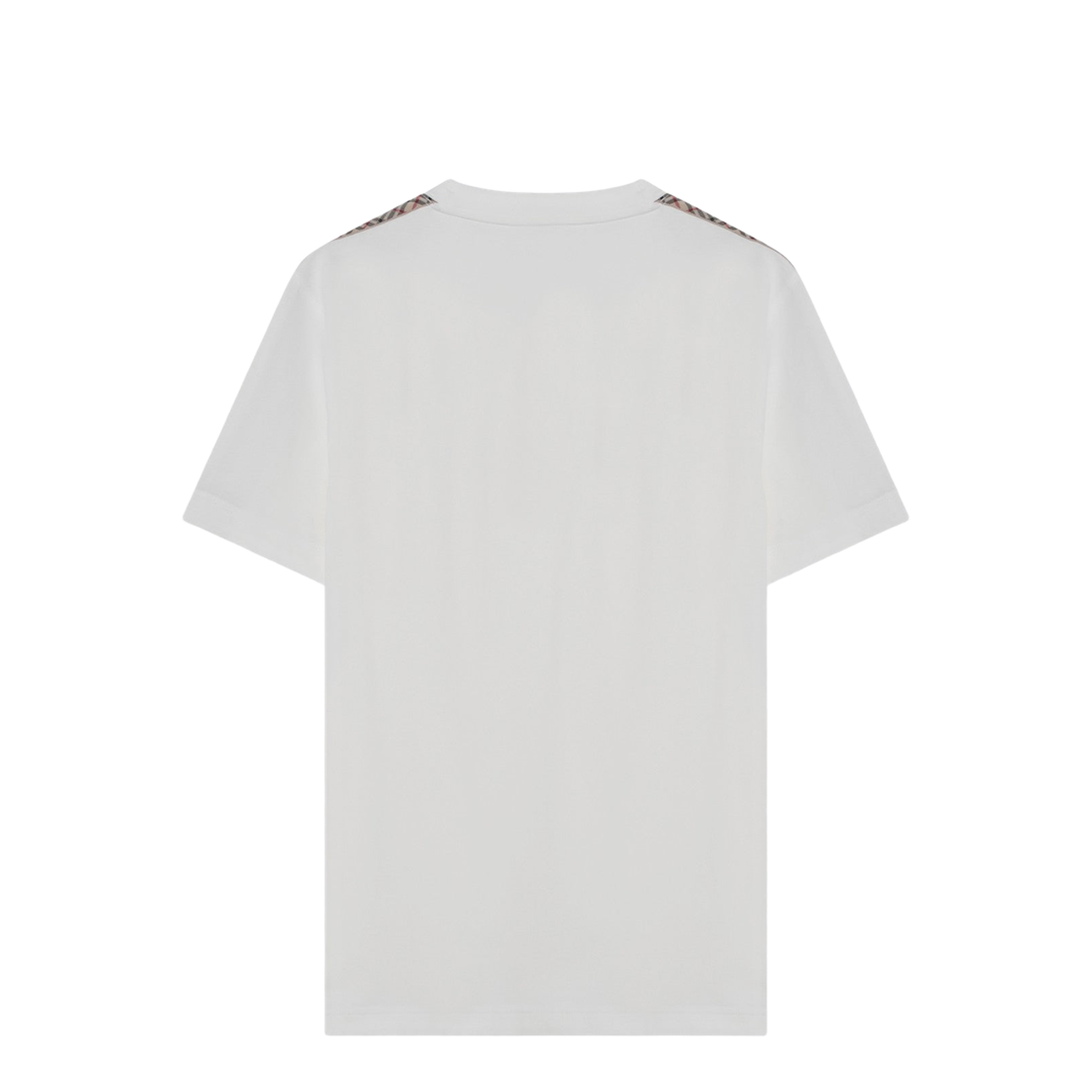 White T-shirt with Check-patterned Stripe