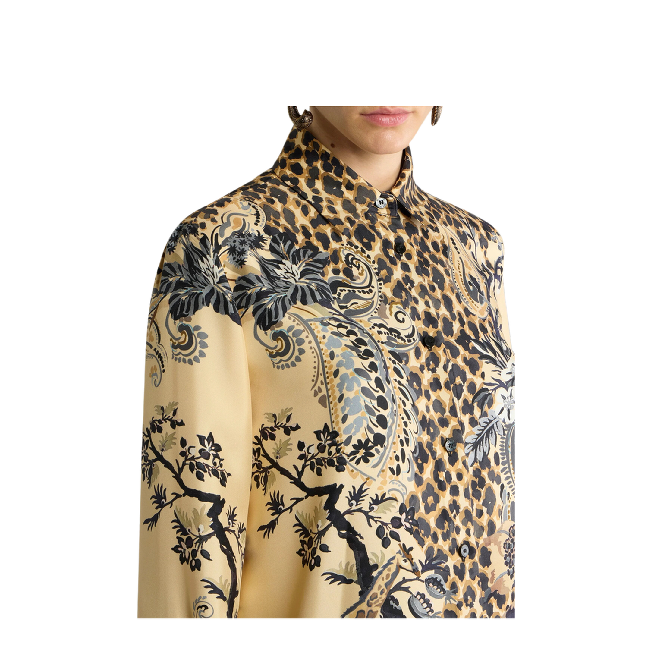 MAYFEYR - Etro - Silk Shirt With Placed Leopard Print - WRIA0013AK163