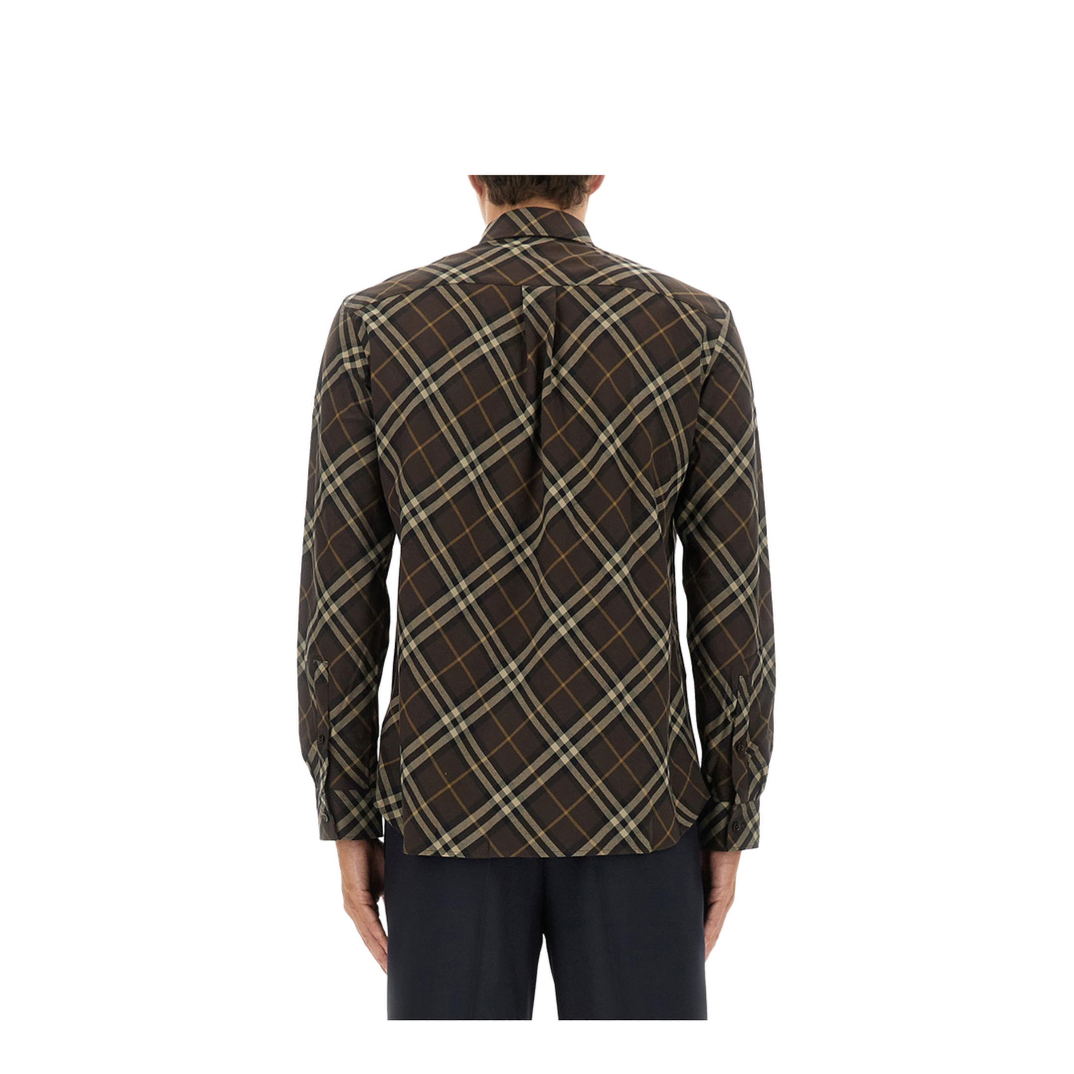 Cotton Shirt With Check Motif In Brown