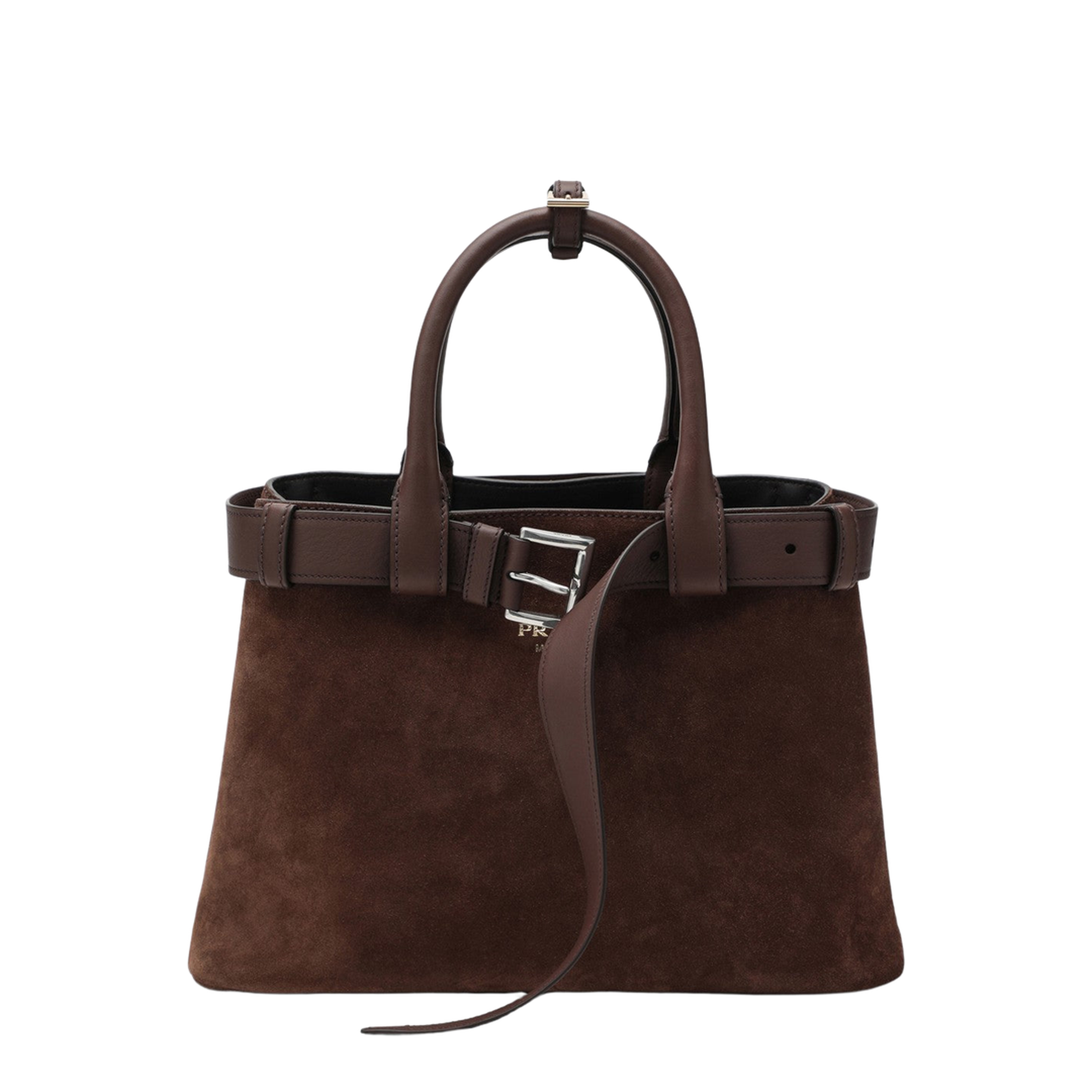 Buckle Medium Suede Shoulder Bag - Cocoa Brown
