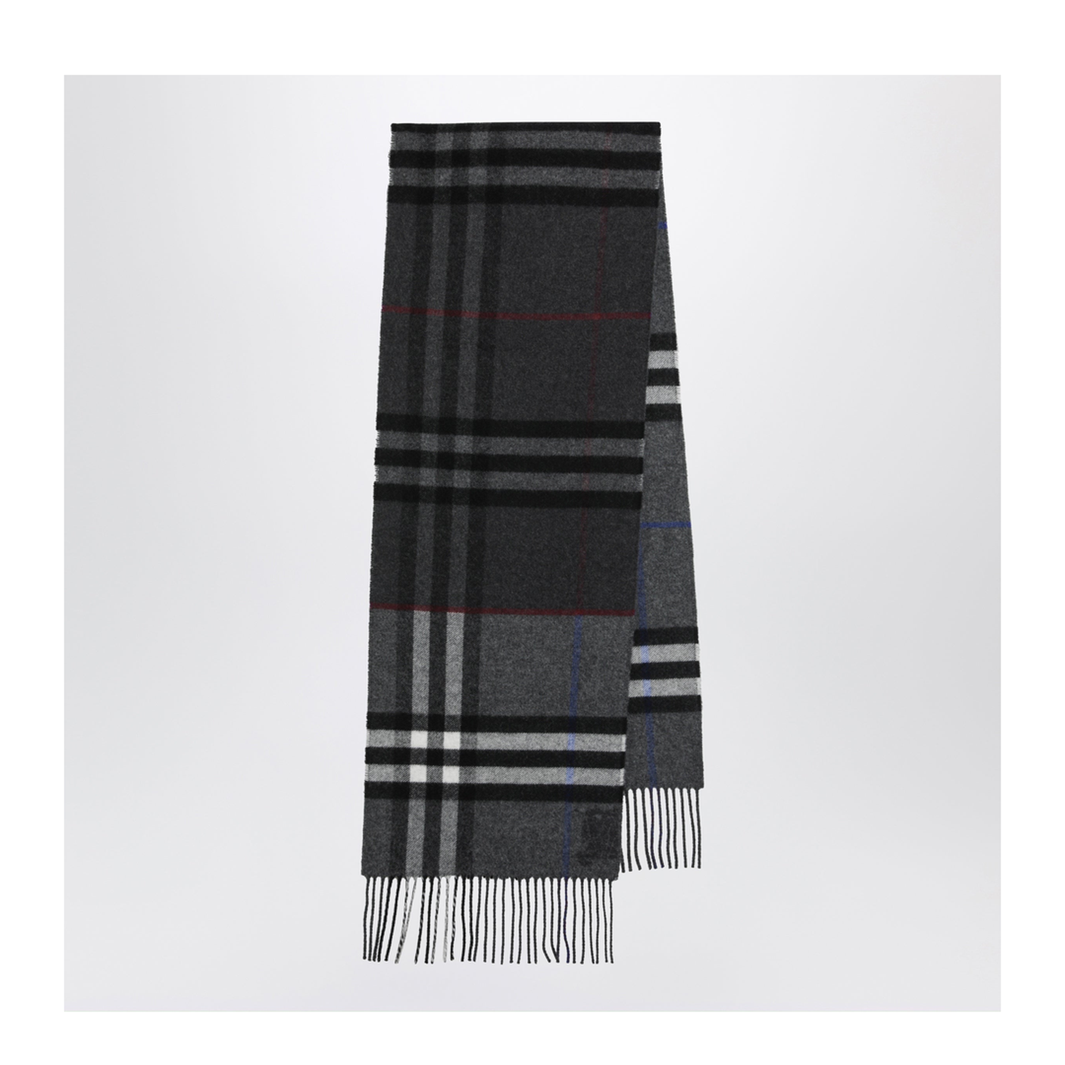 Reversible Check Cashmere Scarf In Grey
