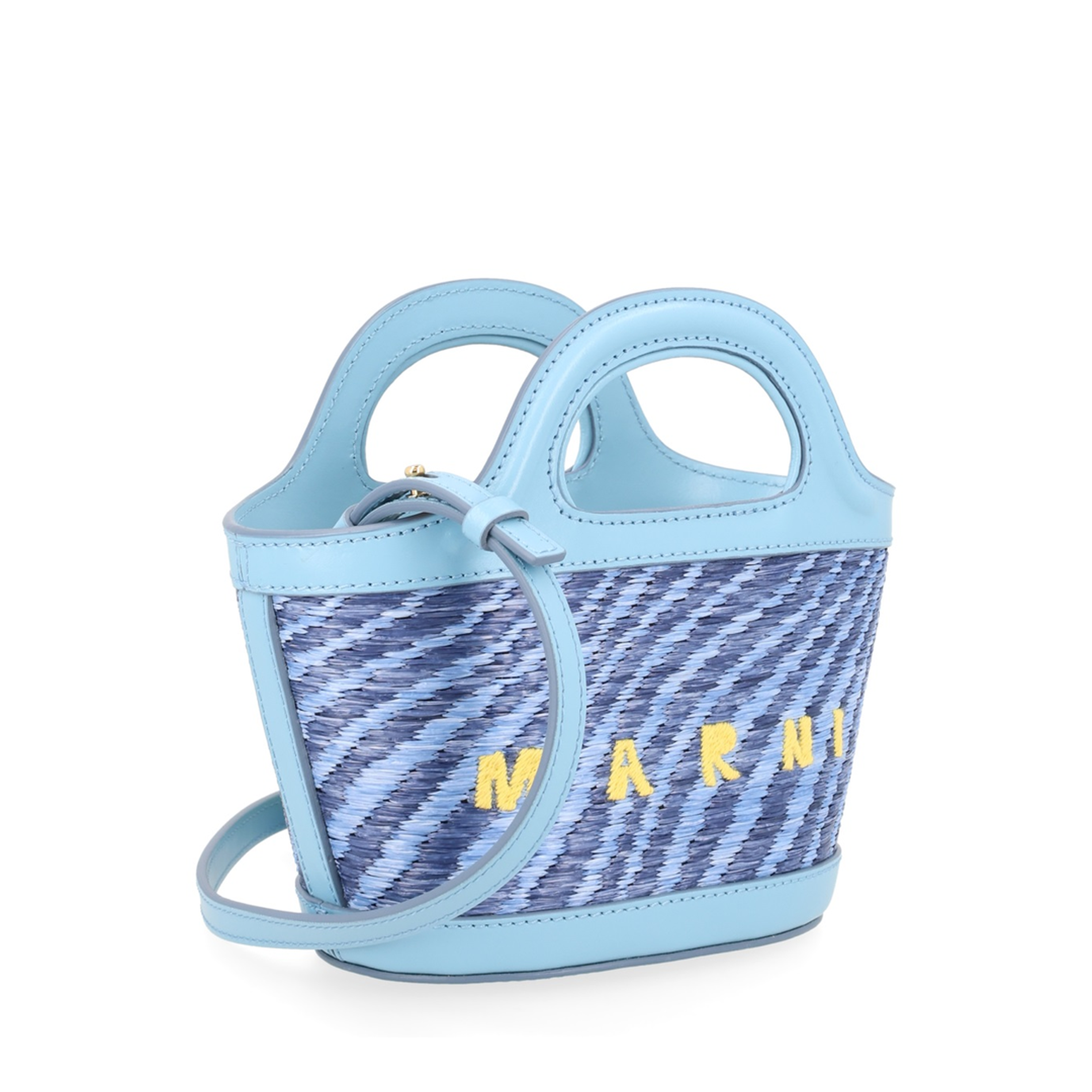 Blue Wavy Raffia-Effect Tropicalia Micro Bag