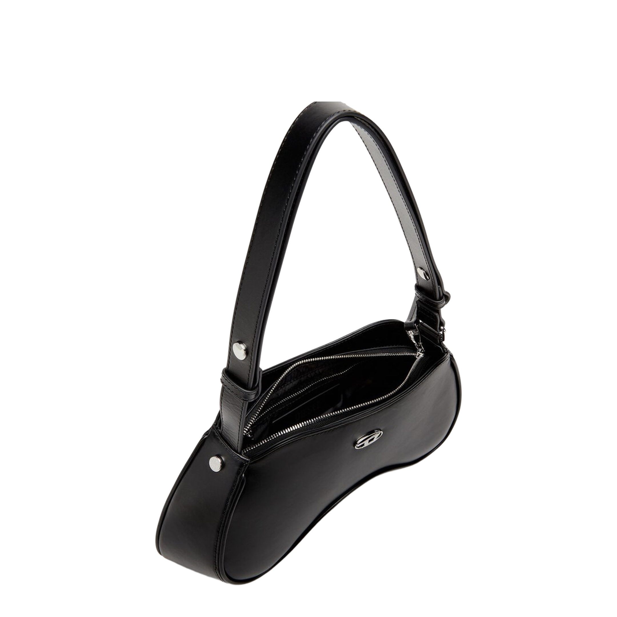 Play Semi-Gloss Leather Shoulder Bag - Black