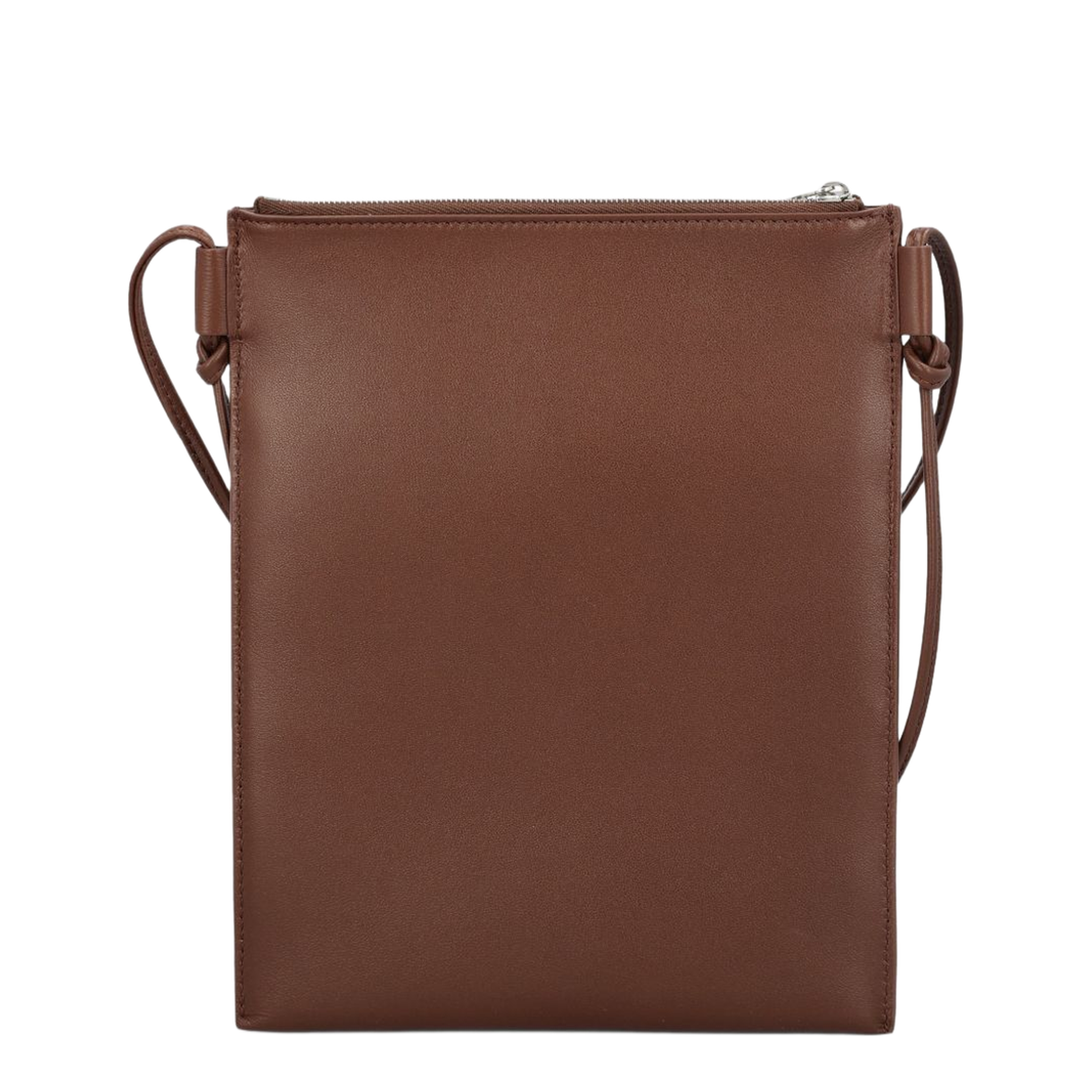 Logo Printed Sharp Leather Crossbody Bag - Brown