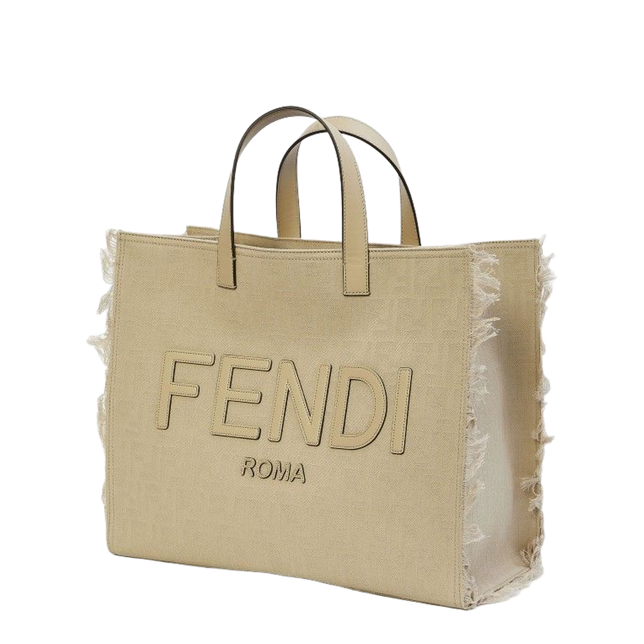 FF Jacquard Fringed
Beige Leather Bag