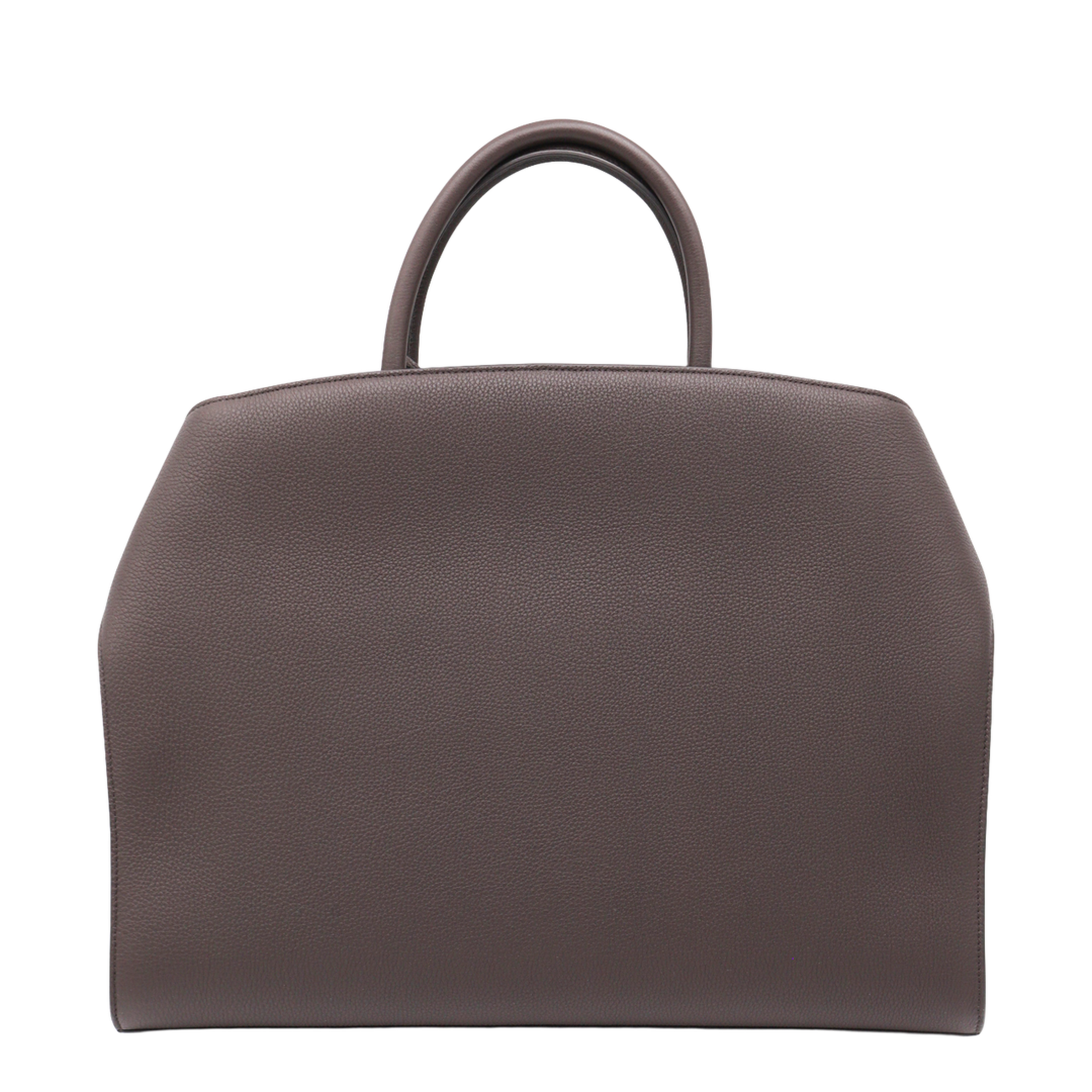 Dark Brown Leather Hug Top Handle Bag