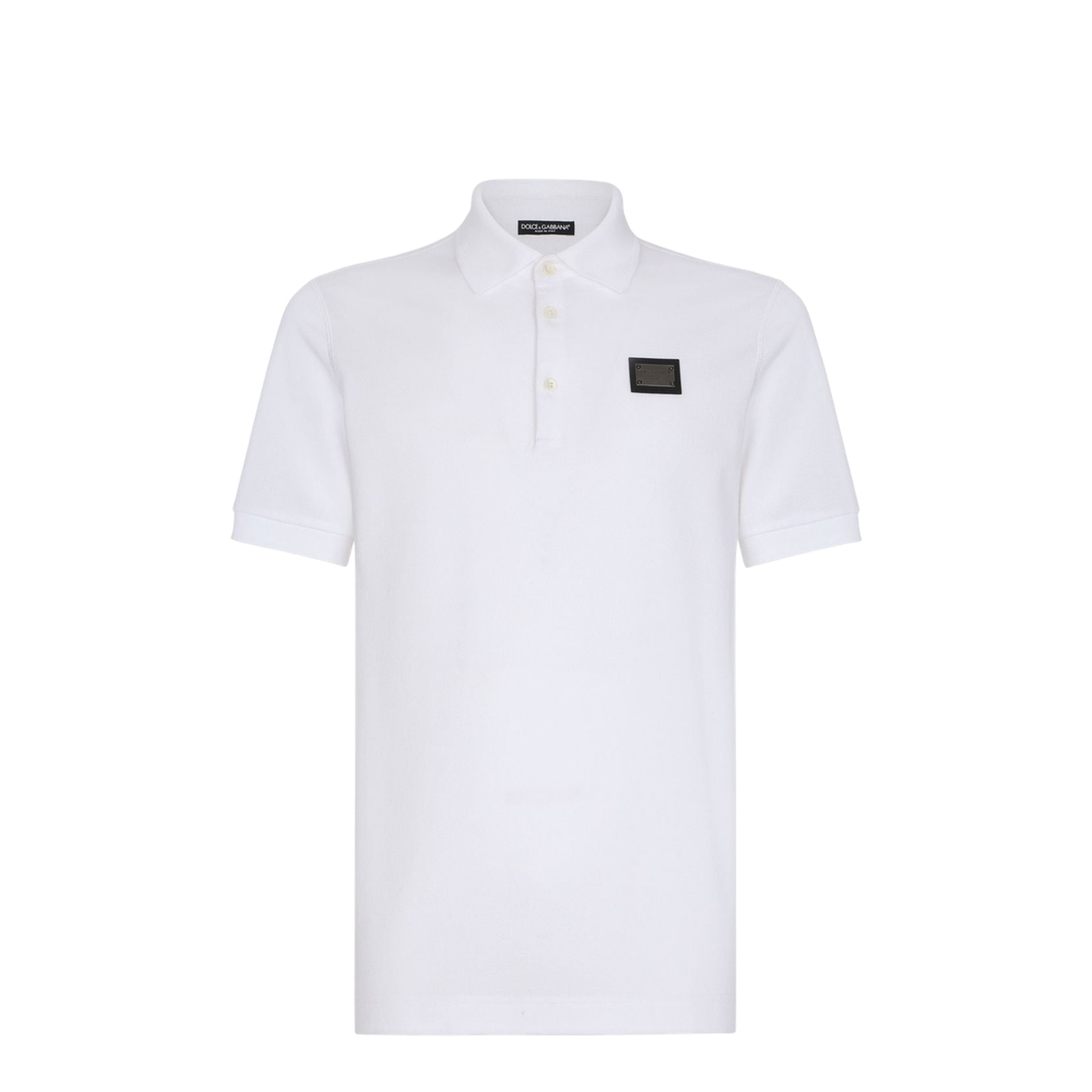 Cotton Piqué Polo Shirt with Branded Tag