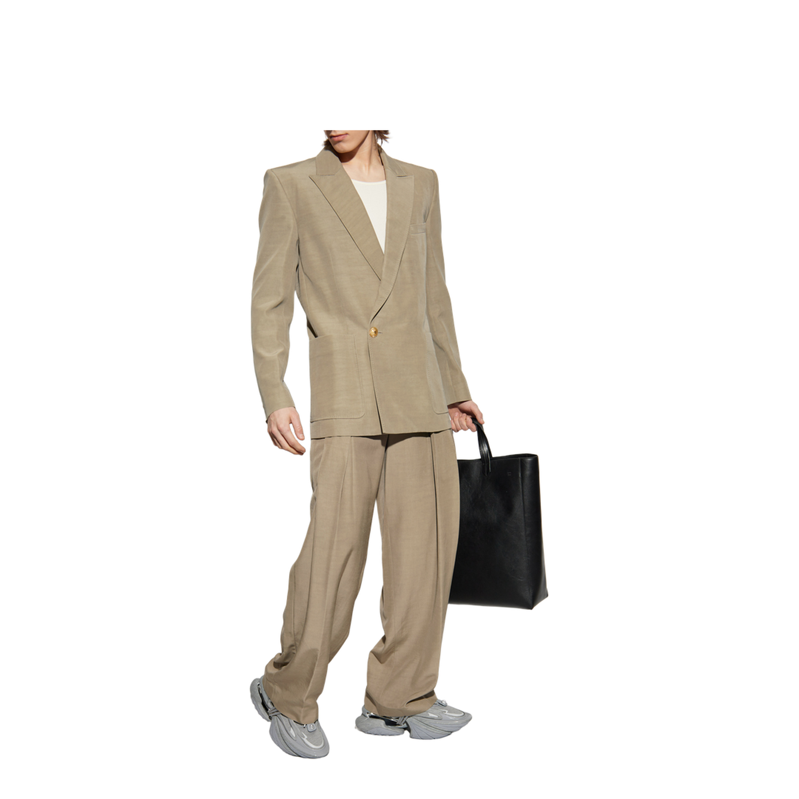 Pleated Cupro Trousers Brown