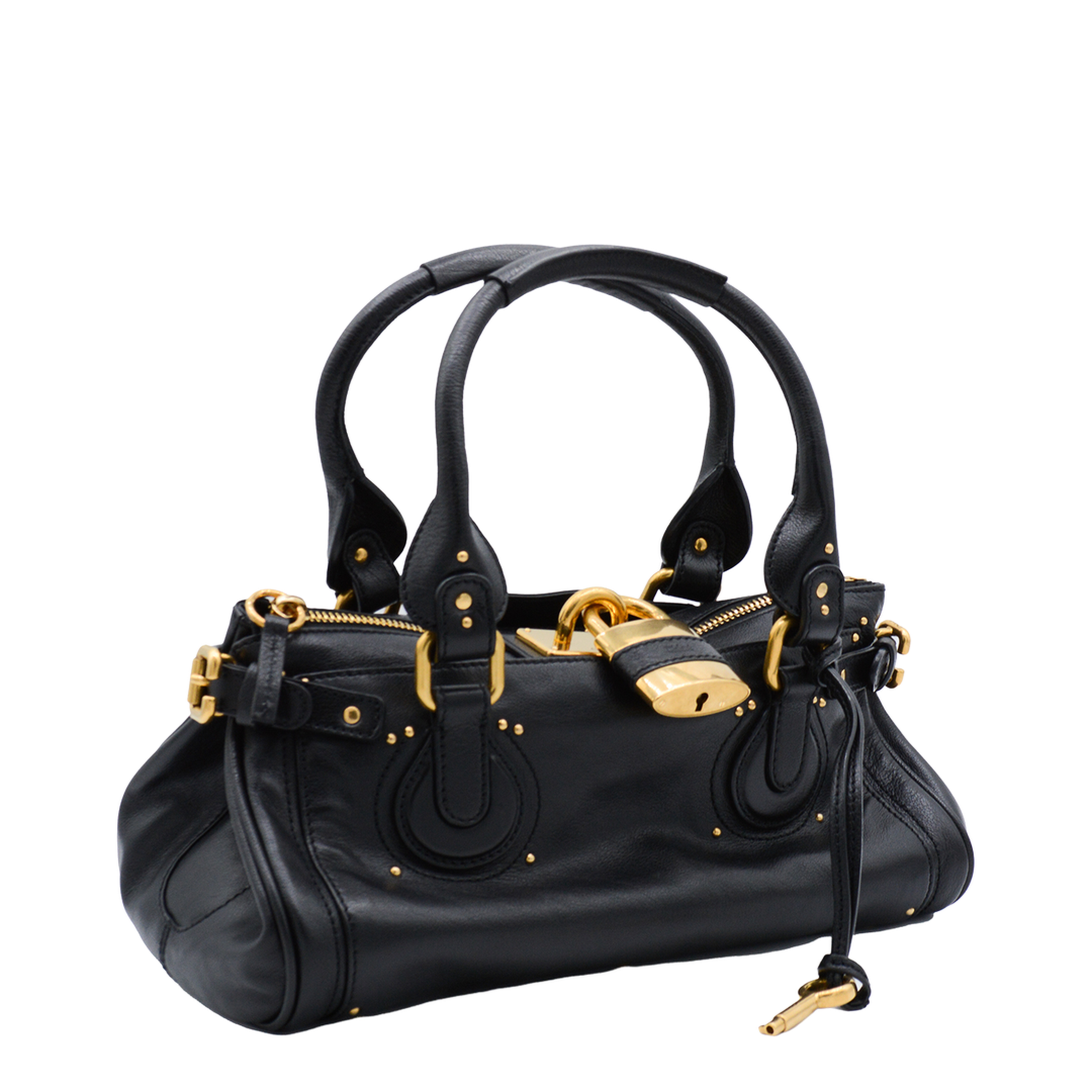 Paddington Grained Leather Handbag - Black