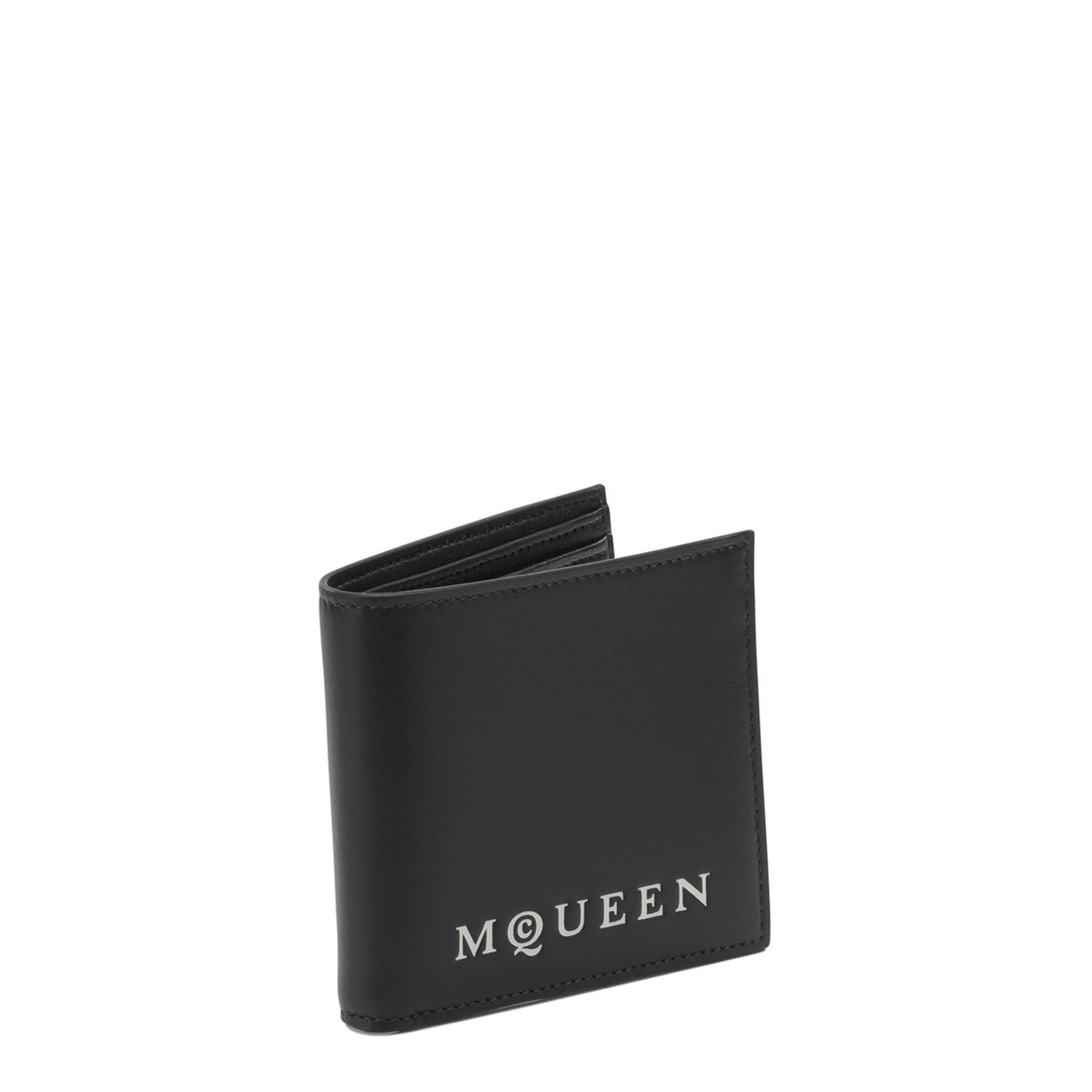 Alexander McQueen McQueen Bifold Wallet With Logo In Black Calfskin
