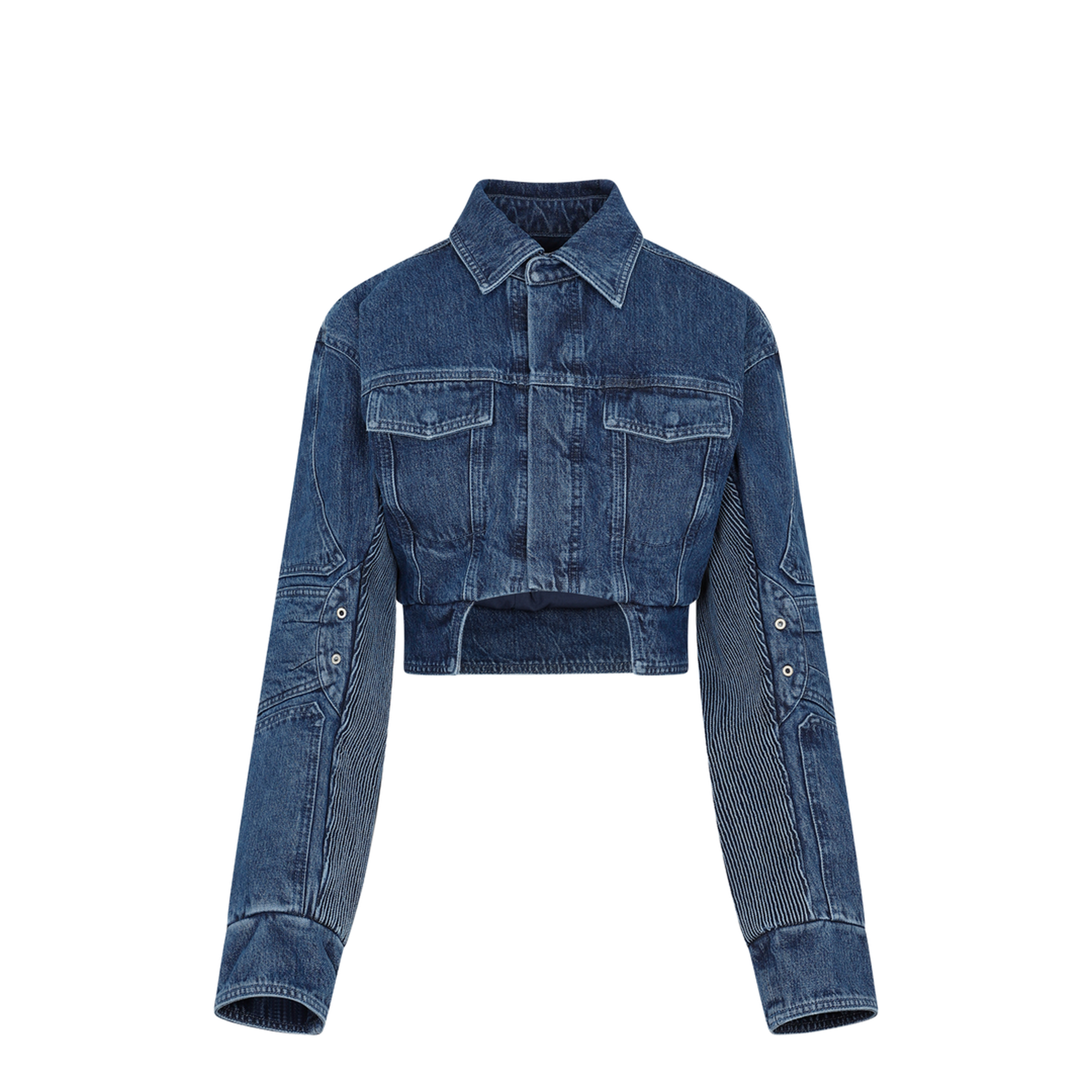 MAYFEYR - Off-White - Motorcycle Hole Crop Jacket - OWYE044S23DEN001